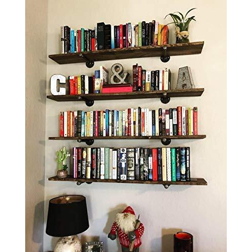 Industrial Black Iron Pipe Shelf Brackets 10 Inch Clothing Rack Set Of 6,Heavy Duty Industrial Pipe Decor Floating Shelf Brackets,Garment Rack, Coated Finish.Hardware Included