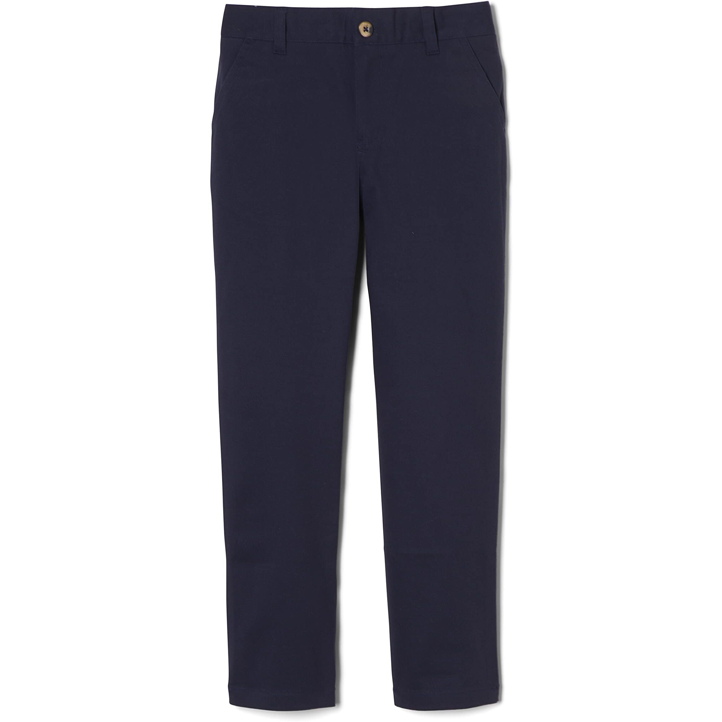 French Toast Boys' Adjustable Waist Straight Fit Stretch Twill Chino Pant, School Uniform Navy, 8