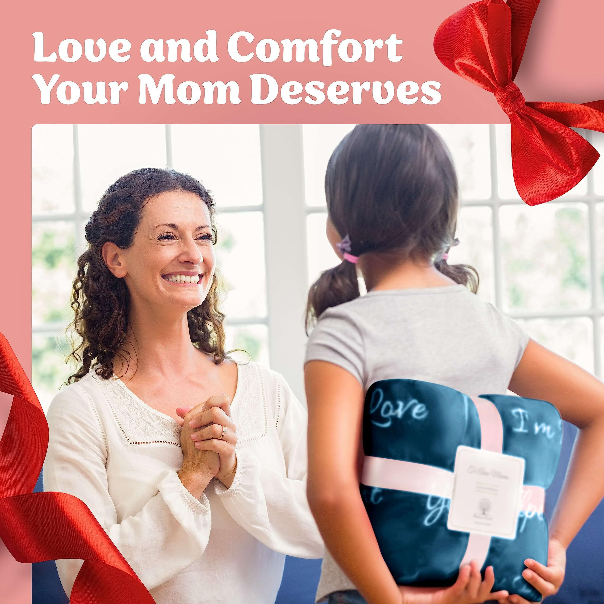 Gifts For Mom, Blanket For Mom Gifts, Mom Birthday Gifts From Daughter & Son, I Love You Mother Daughter Gift Ideas, Present For Mom Blanket, Best Mother In Law, Throw Blanket 65""    50"" (Coral Blue)