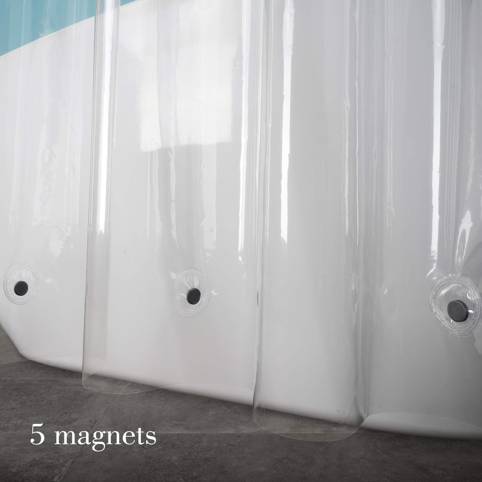 Eurcross 9G Clear Extra Long Shower Curtain Liner 72 X 84 Inches Long With 5 Magnets, Transparent Heavy Duty Weighted Peva Plastic Shower Curtains Liner For Shower Bathroom