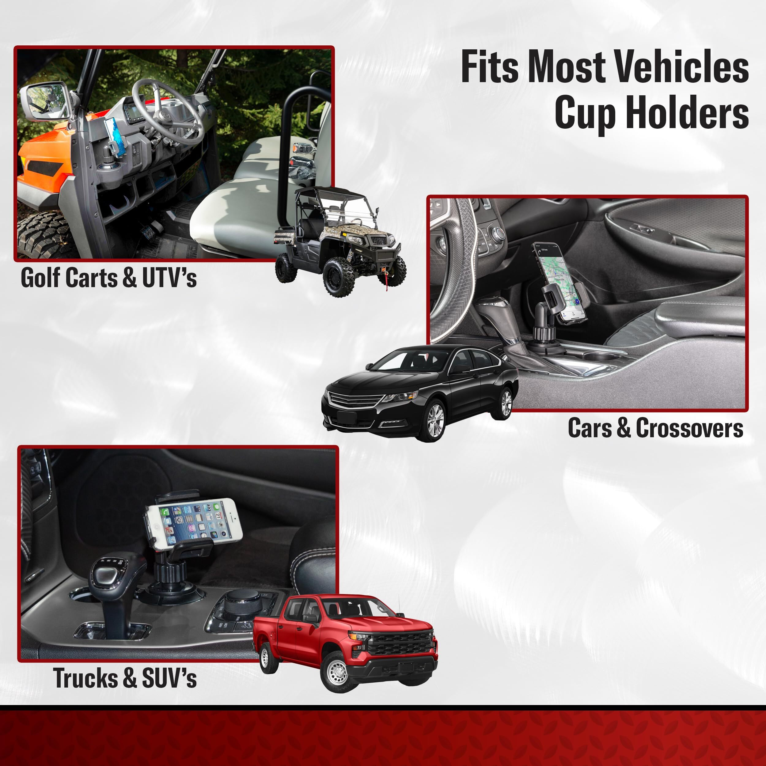 Tuff Tech Cup Holder Universal Car Mount Phone Holder With Adjustable Base And Holder For -Iphone, Samsung, Lg, Moto, Huawei, Smartphones, Black