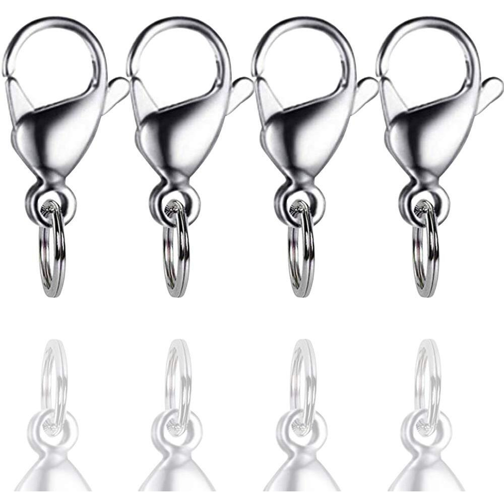 Ivia Dog Tag Clips / 316 Stainless Steel Lobster Buckle With Rings For Cat& Dog Collars And Necklace(4 Pack Silver)