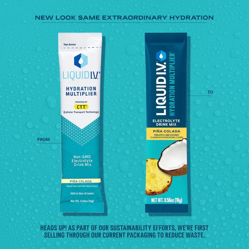 Liquid I.V. Hydration Multiplier - Pina Colada | Electrolyte Powder Drink Mix | 1 Pack (16 Servings)