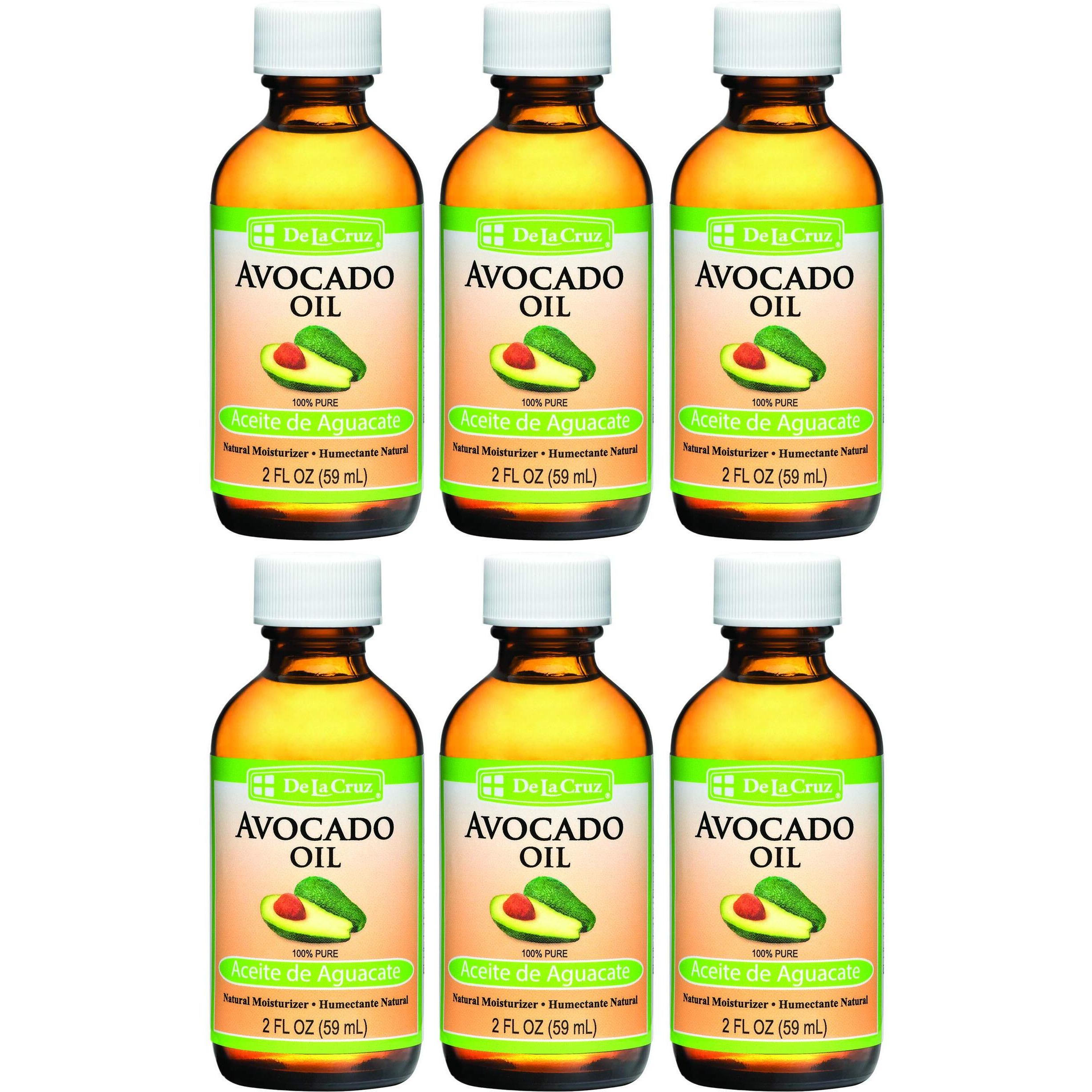 De La Cruz Avocado Oil - Expeller Pressed Pure 100% Avocado Oil For Hair And Body - Lightweight Body Oil For Dry Skin - 2 Fl Oz (6 Bottles)
