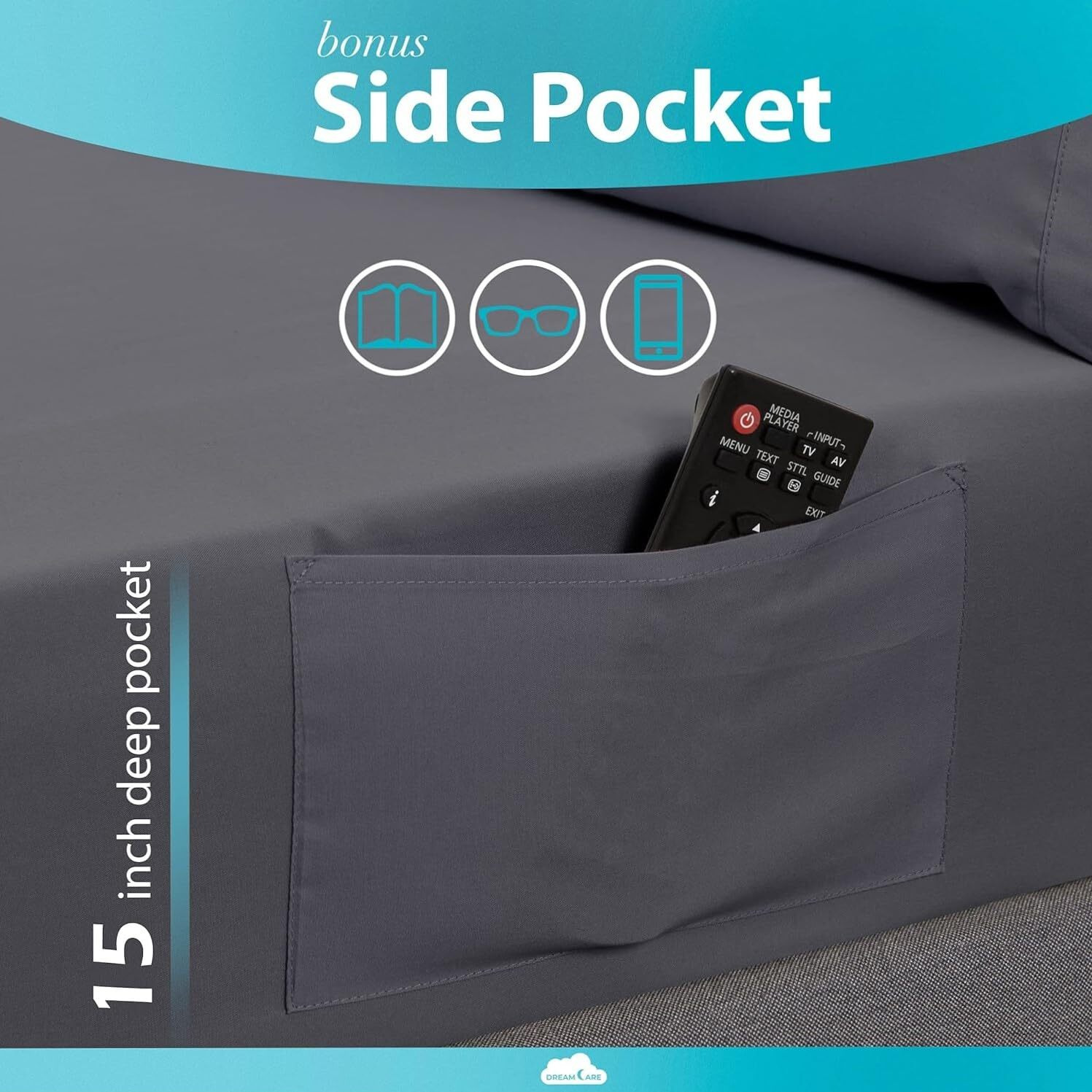 Dreamcare King Size Sheets Set - 6 Pcs Cooling Bed Sheets - Up To 15    Deep Pocket King Sheet Set - 2500 Supreme Collection - Oeko Tex Certified Sheets - Hotel Luxury With Side Pocket - Gray