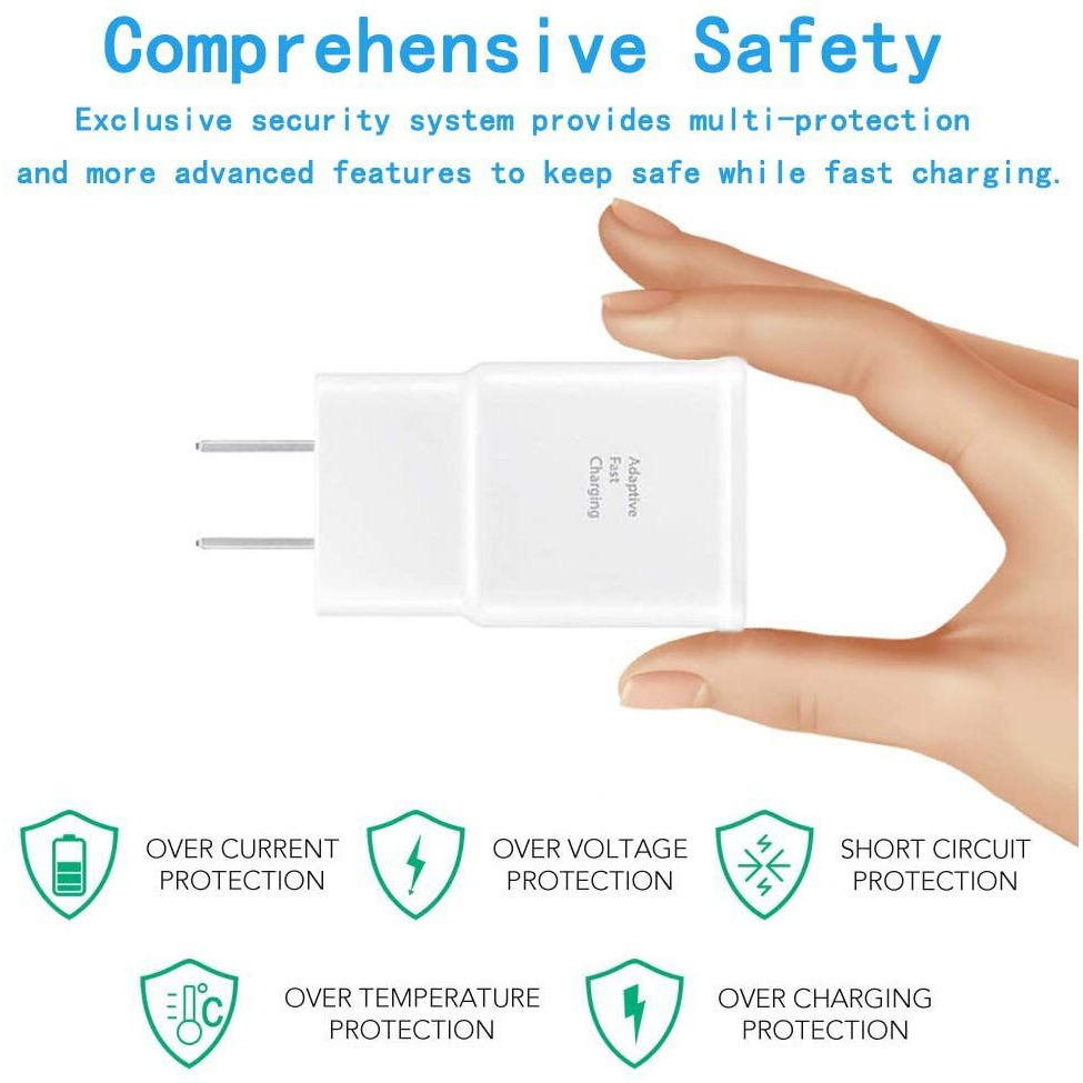 Samsung Adaptive Fast Charging Adapter Quick Charge Charging Block Wall Charger Plug Compatible With Samsung Galaxy S24/S24+/S23/S23+/S22/S22+/S21/S20/S10/S10+/S10E/S9/S9+/S8/S8Plus/Edge/Active/Note