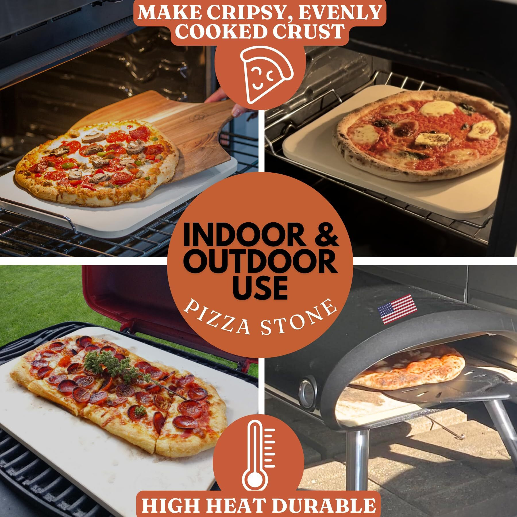 Pizza Stone For Oven Set - 15 Inch Pizza Stone For Grill - 5Pcs Pizza Accessories - Large Pizza Oven Stones - Baking Stone For Bread And Pizza, Baking Stones For Oven