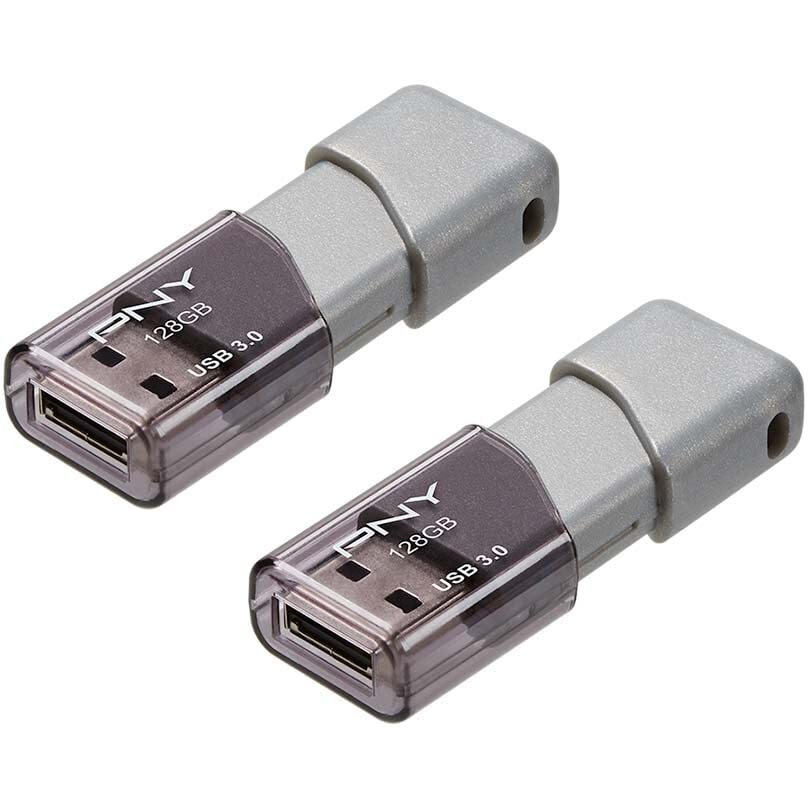 Pny 128Gb Turbo Attach   3 Usb 3.0 Flash Drive, 2-Pack, Grey, P-Fd128X2Tbop-Mp, 100Mb/S, Light-Weight Durable - Data Storage And Transfer