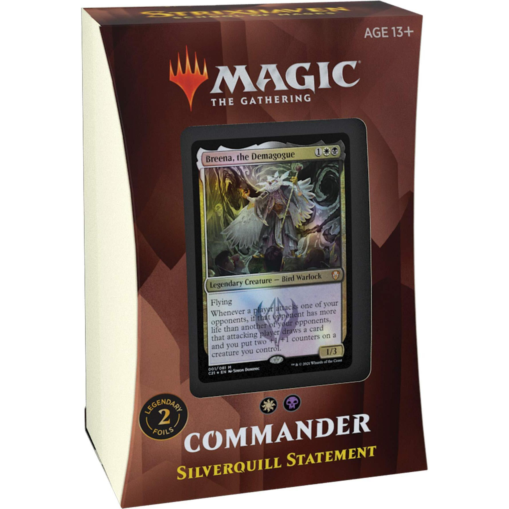Magic The Gathering Strixhaven Commander Deck - Silverquill Statement (Black-White), 13+ Years