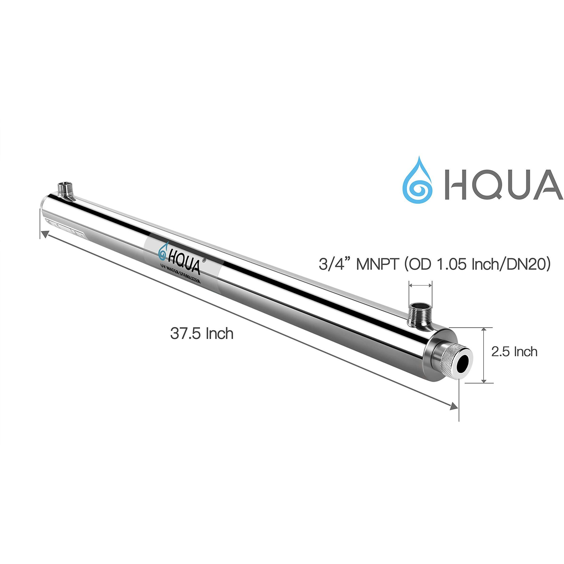 Hqua-Ows-12 120V 40W 3/4"" Mnpt Inlet/Outlet Whole House Ultraviolet Water Purifier Filter, + 1 Extra Uv Bulb