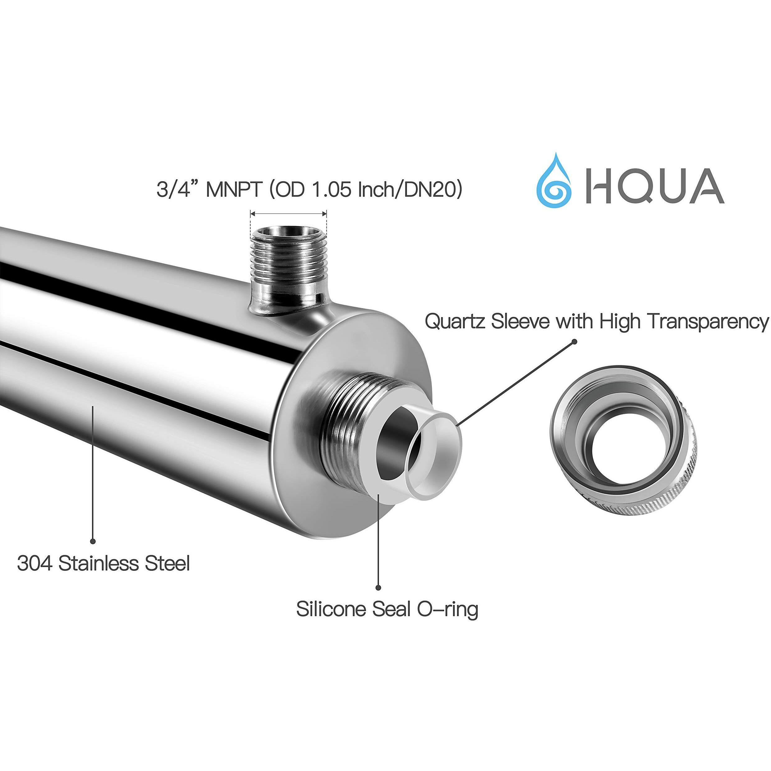 Hqua-Ows-12 120V 40W 3/4"" Mnpt Inlet/Outlet Whole House Ultraviolet Water Purifier Filter, + 1 Extra Uv Bulb