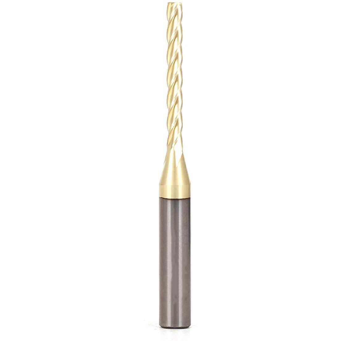 Ruhitools T4110 1/8"" Diameter 4 Flute Up Cut Zrn Coated Spiral Router Bit With 1/4"" Shank, 1/8"" X 1-1/4"" X 1/4"" X 2-1/2""