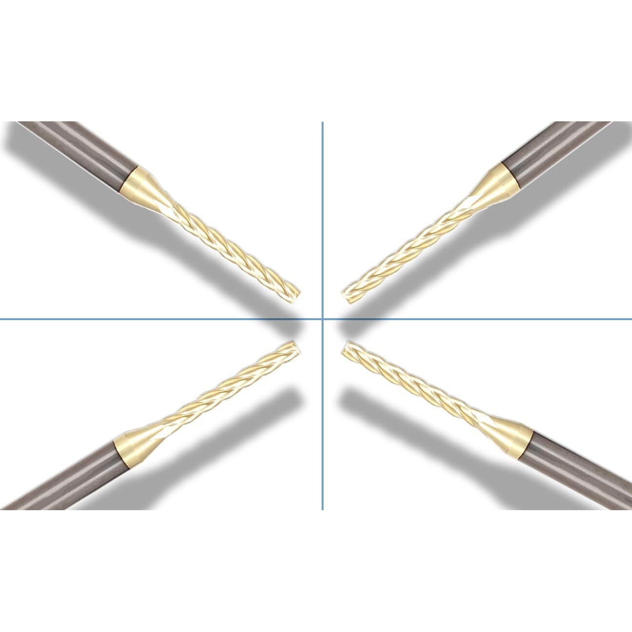 Ruhitools T4110 1/8"" Diameter 4 Flute Up Cut Zrn Coated Spiral Router Bit With 1/4"" Shank, 1/8"" X 1-1/4"" X 1/4"" X 2-1/2""