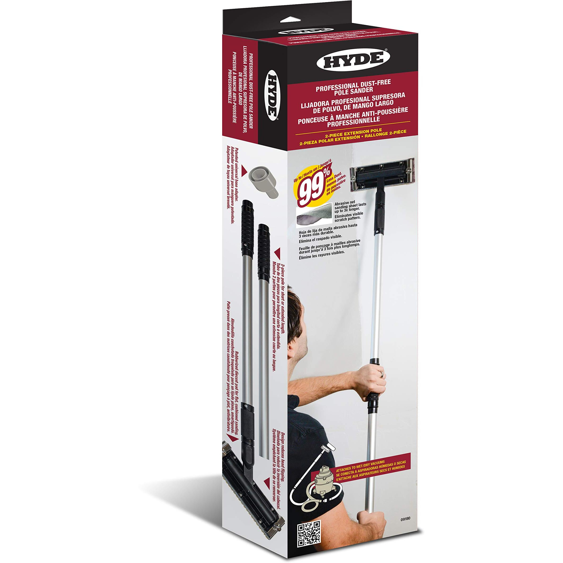 Hyde 09180 Dust-Free Vacuum Sander, Professional Pole Sander