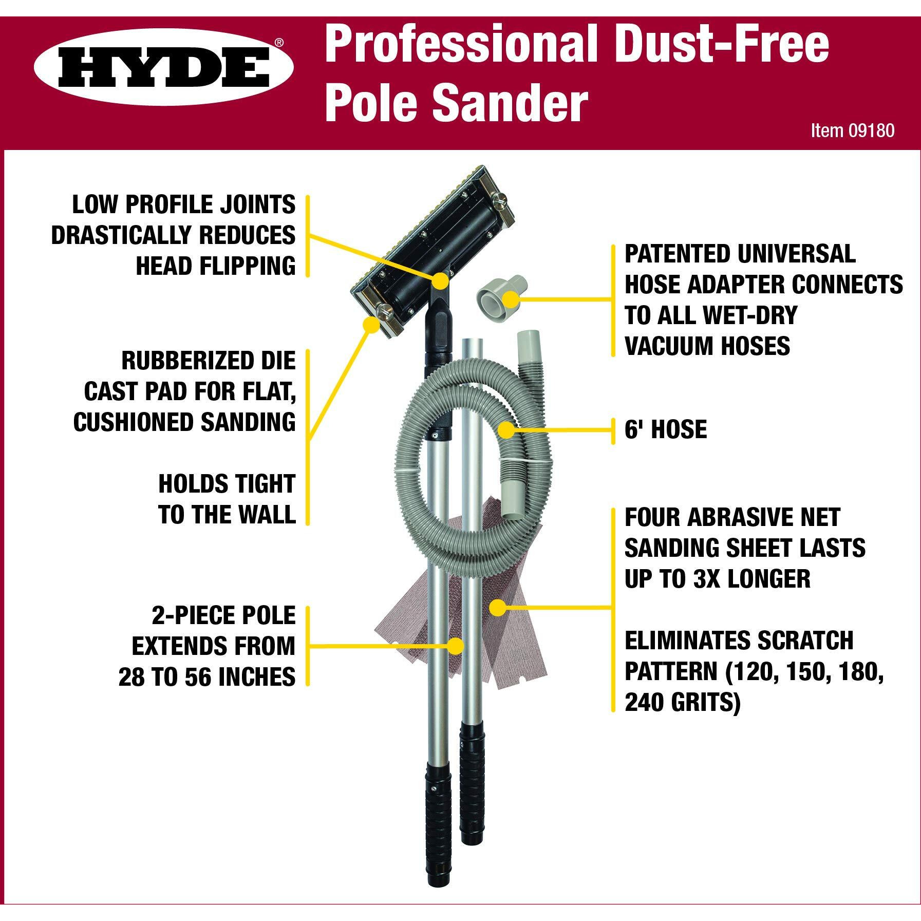 Hyde 09180 Dust-Free Vacuum Sander, Professional Pole Sander