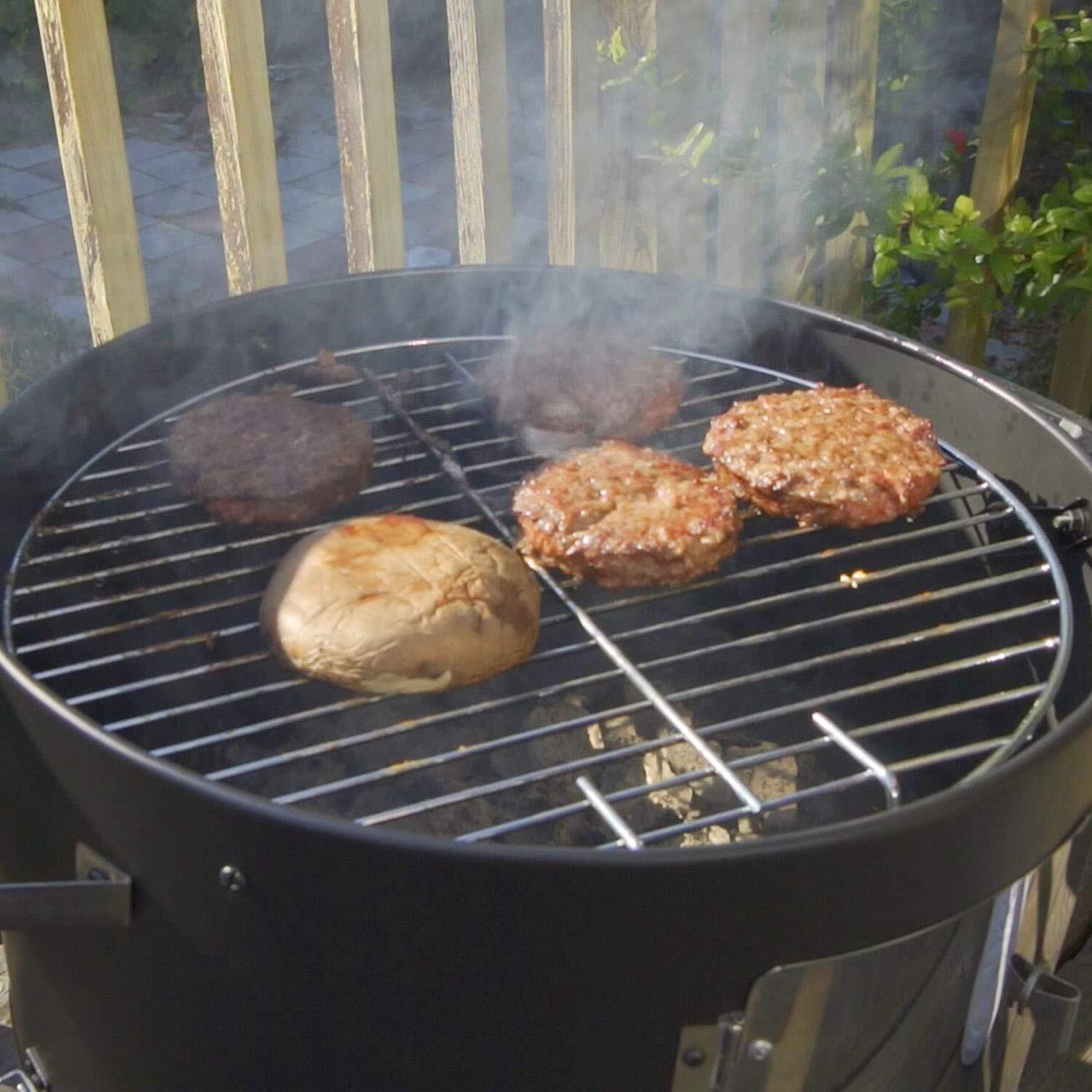 Realcook Vertical 17 Inch Steel Charcoal Smoker, Heavy Duty Round Bbq Grill For Outdoor Cooking, Black
