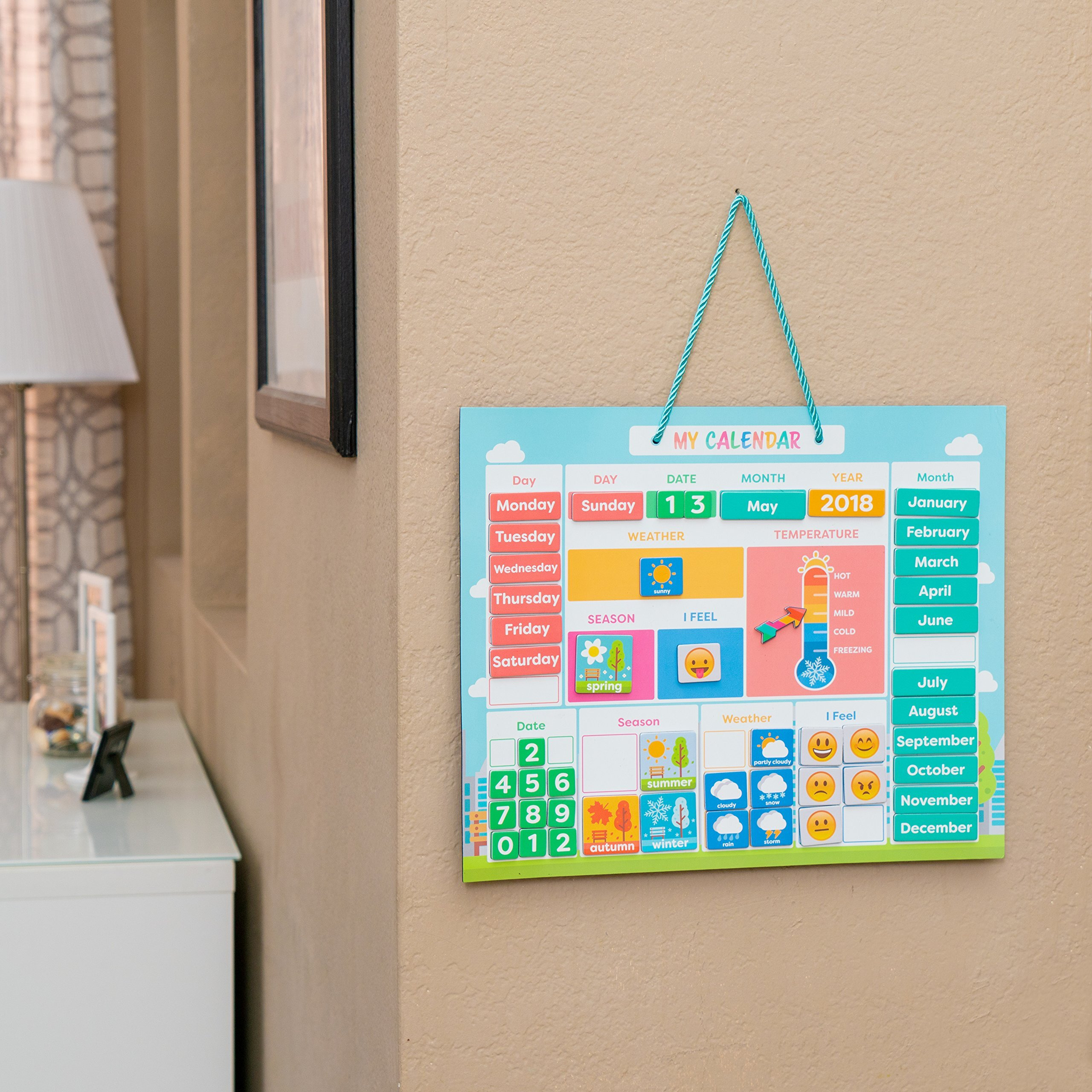 My First Daily Magnetic Calendar | Weather Station For Kids | Moods And Emotions | Preschool Learning Toys | Classroom Calendar Set |Usable On Wall Or Fridge