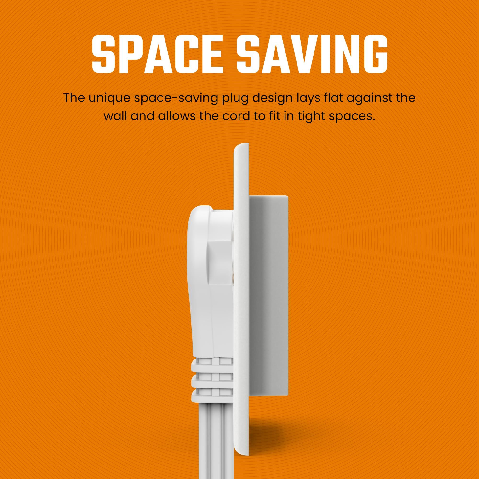 White Extension Cord 10+ Ft 3-Prong 3-Outlet Extension Wire- Space-Saving Flat Angled For Indoor Use By Bindmaster- Ul-Listed