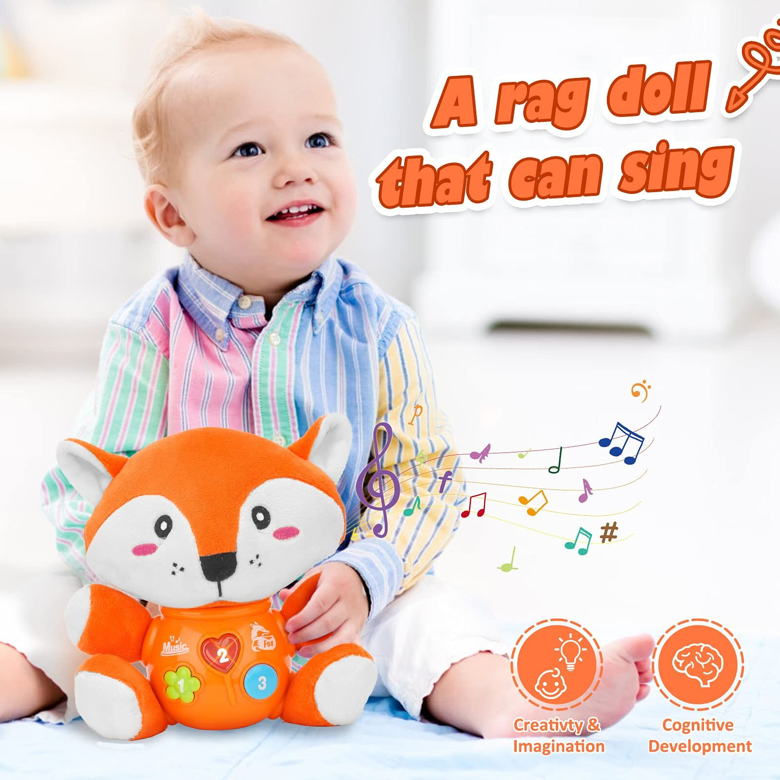 Daboot Musical Baby Toys, Cute Fox Baby Newborn Toys For Toddlers Babies 0 3 6 9 12 Month, Infants Baby Toy For Girls And Boys Best Gift