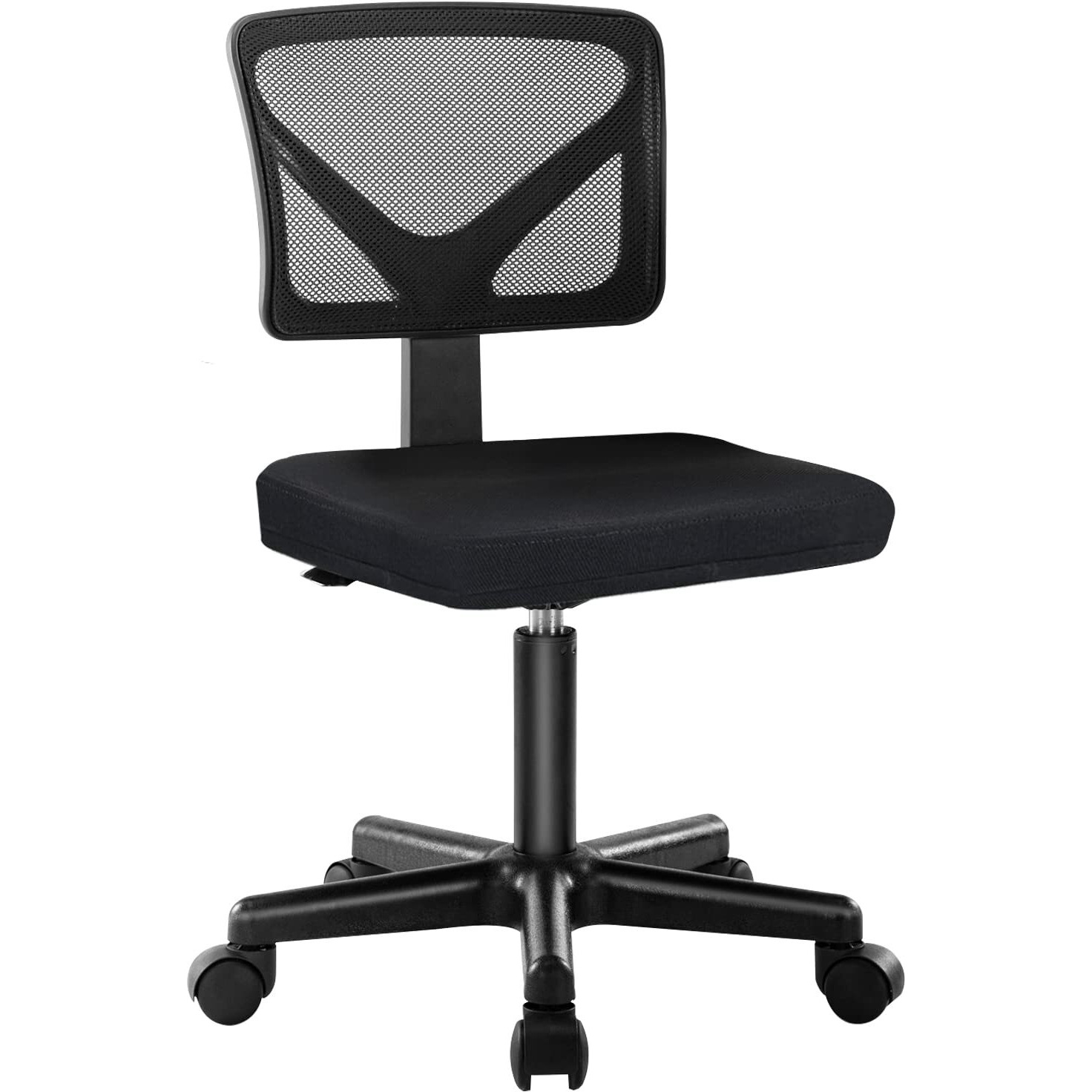 Swivel Computer Office Mesh Desk Chair Armless Small Desk Chair Adjustable Black Computer Task Chair No Armrest Mid Back Home Office Chair For Small Spaces