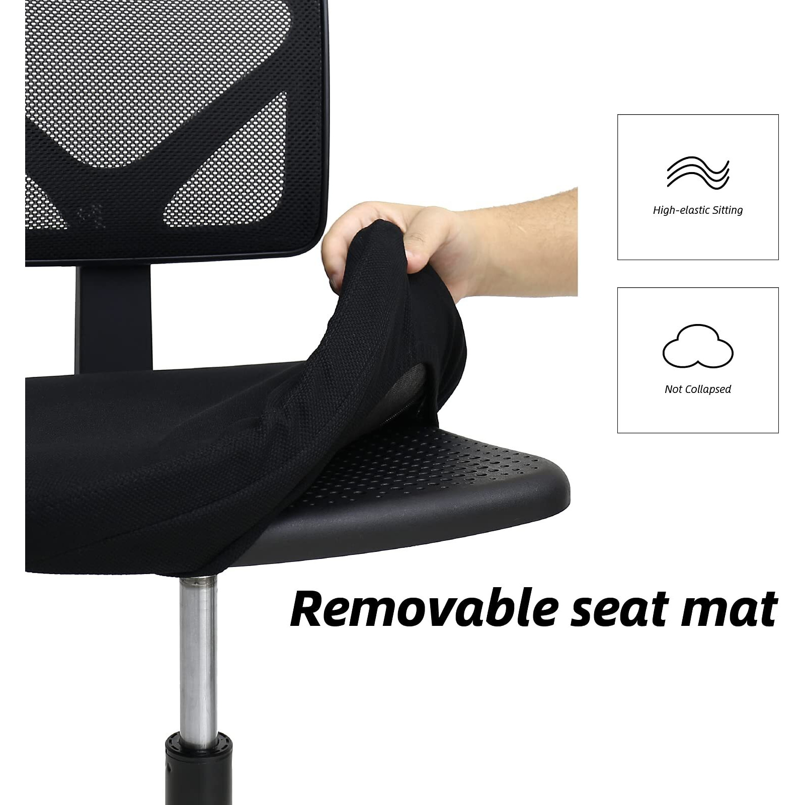 Swivel Computer Office Mesh Desk Chair Armless Small Desk Chair Adjustable Black Computer Task Chair No Armrest Mid Back Home Office Chair For Small Spaces