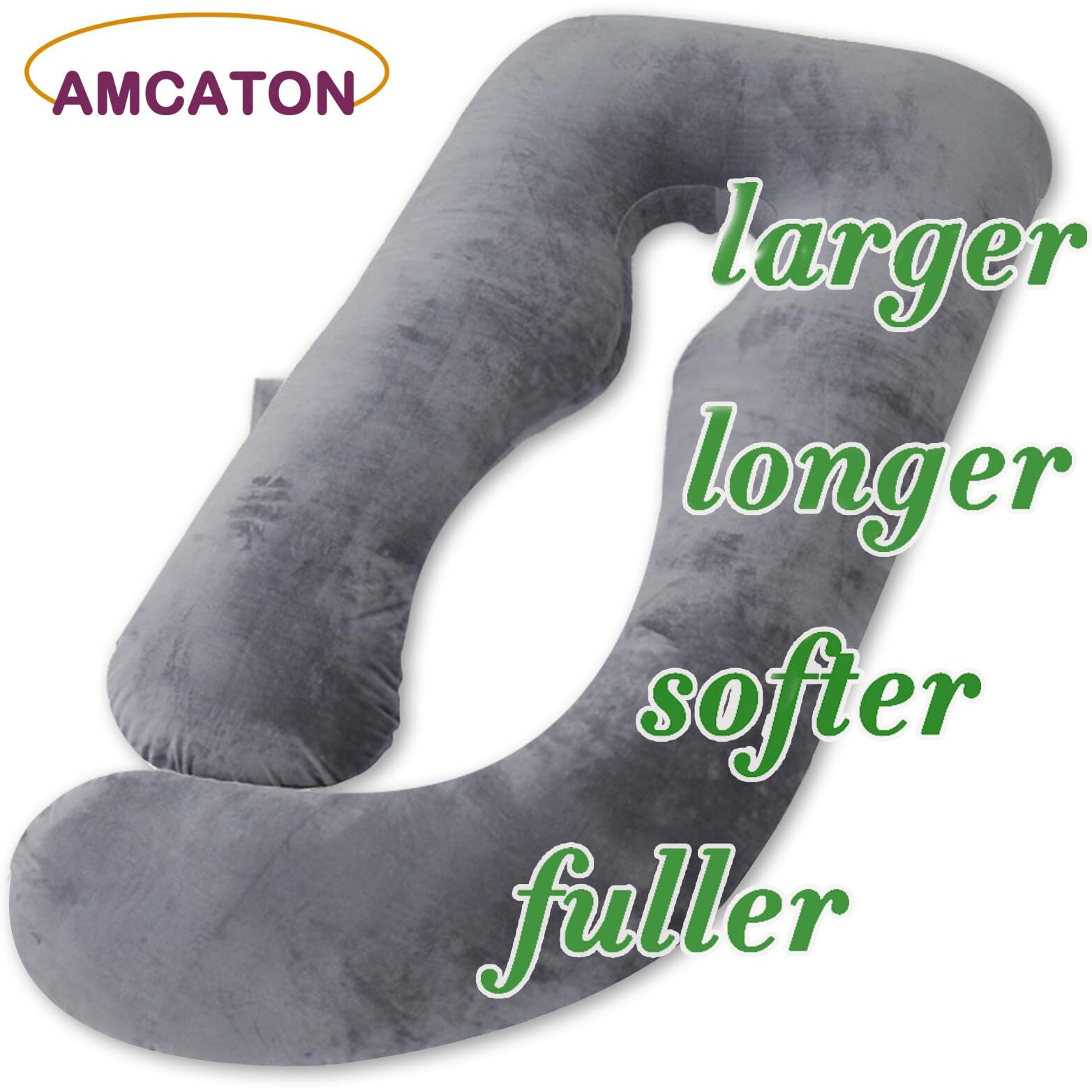 Amcaton 60 Inch Pregnancy Pillow For Sleeping, Extra Large U Shaped Body Pillow, Maternity Pillow For Pregnant Women With Velvet Cover (Dark Grey)