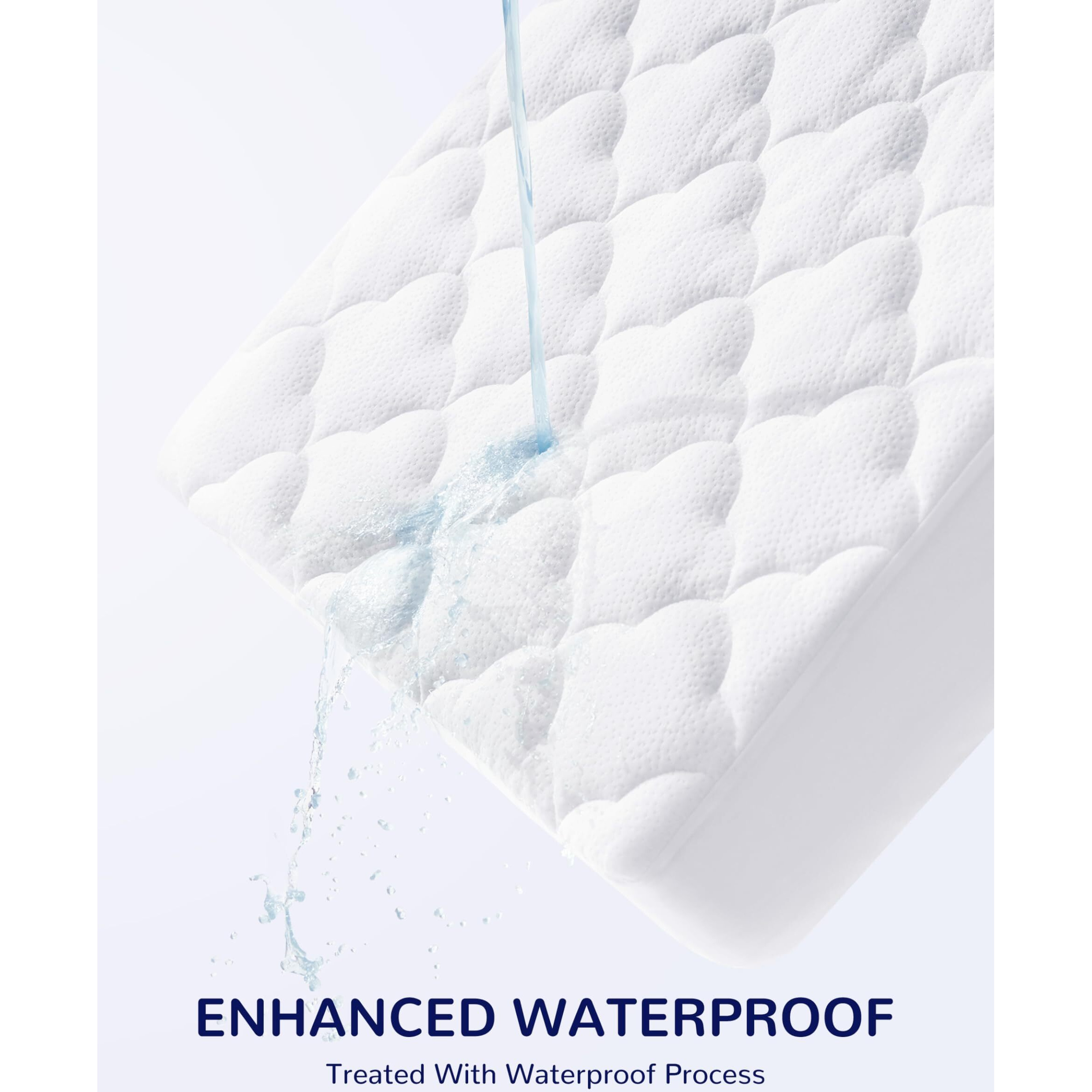 Sleep Zone Waterproof Crib Mattress Protector Pad - Quilted, Fitted Baby Mattress Cover 28"&quotX52"" - Soft Breathable Toddler Mattress Pad Noiseless Infant Bed Topper - Deep Pocket 14"" White
