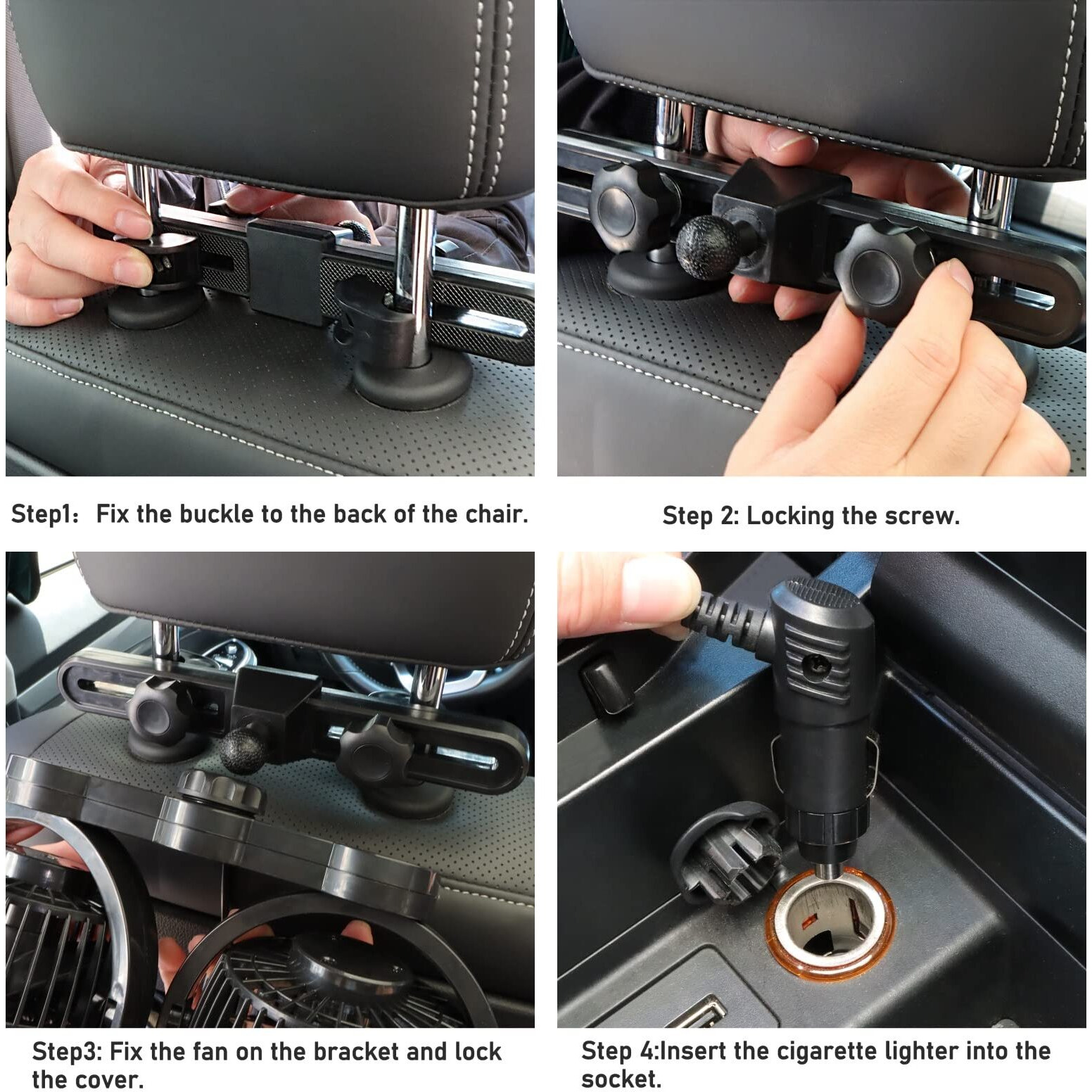 Qifun Car Fan, Cool Gadgets 12V Fan For Rear Seat Passenger Portable 4'' Headrest 360 Rotatable Backseat Cooling Air With Stepless Speed Regulation Vehicles, Suv, Rv, Boat