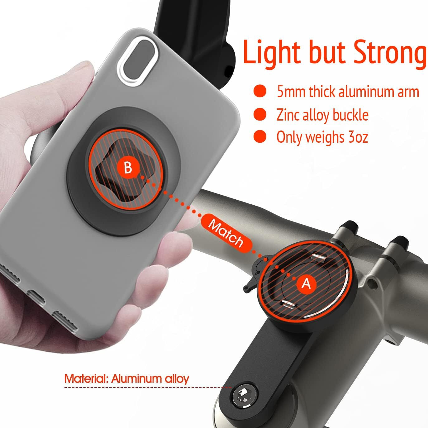 Fastand Bike Phone Holder Handlebar, [1S Lock] Mountain Bike Phone Mount Stem - Aluminum [Security Clamp] With Universal Adapters For Iphone & Android Cell Phones - Black, 1St Gen