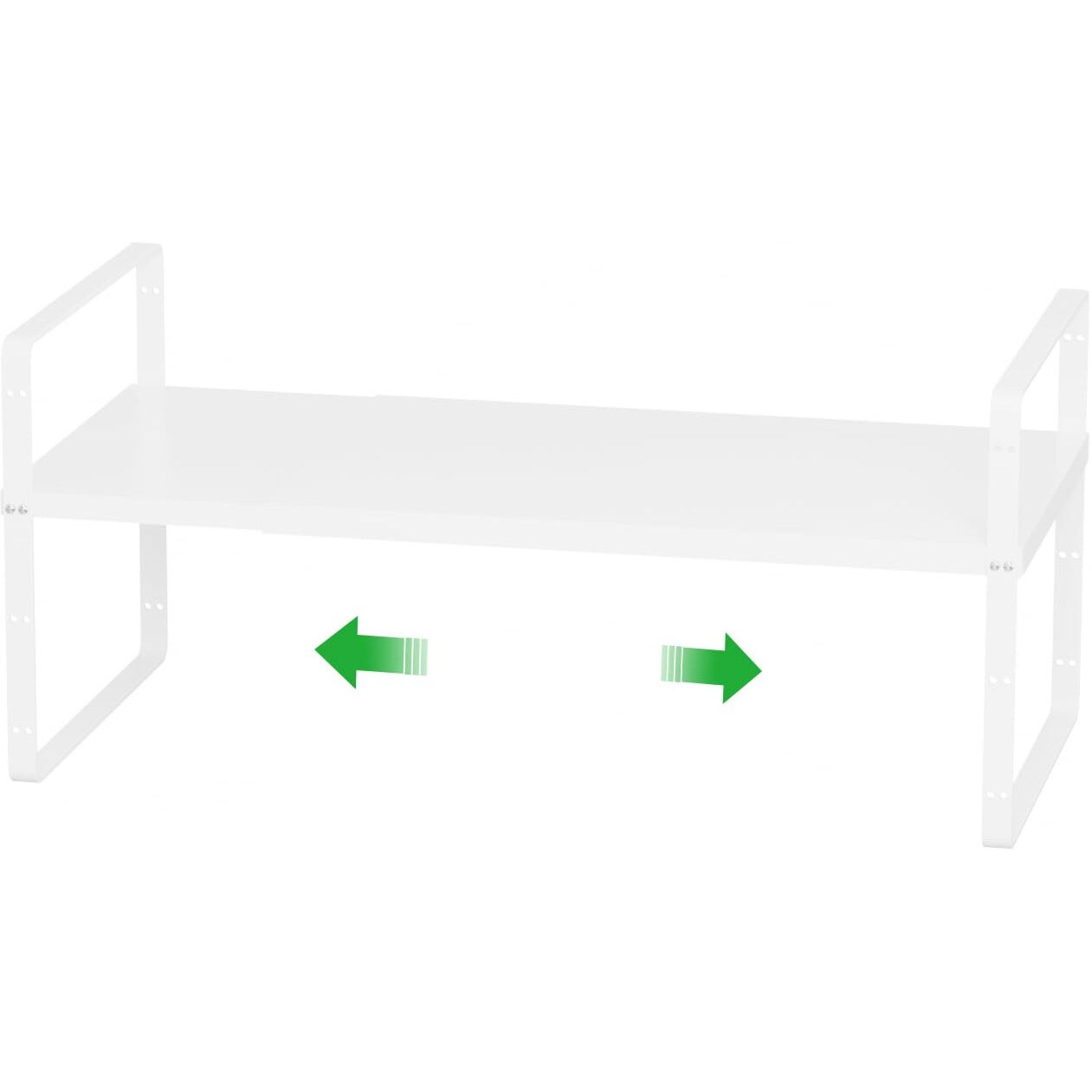 Wejipp Cabinet Organizer Shelf Expandable Cabinet Space Rack Stackable Shelves Adjustable Storage Shelf Riser For Kitchen Pantry Office,10.24"" D,White