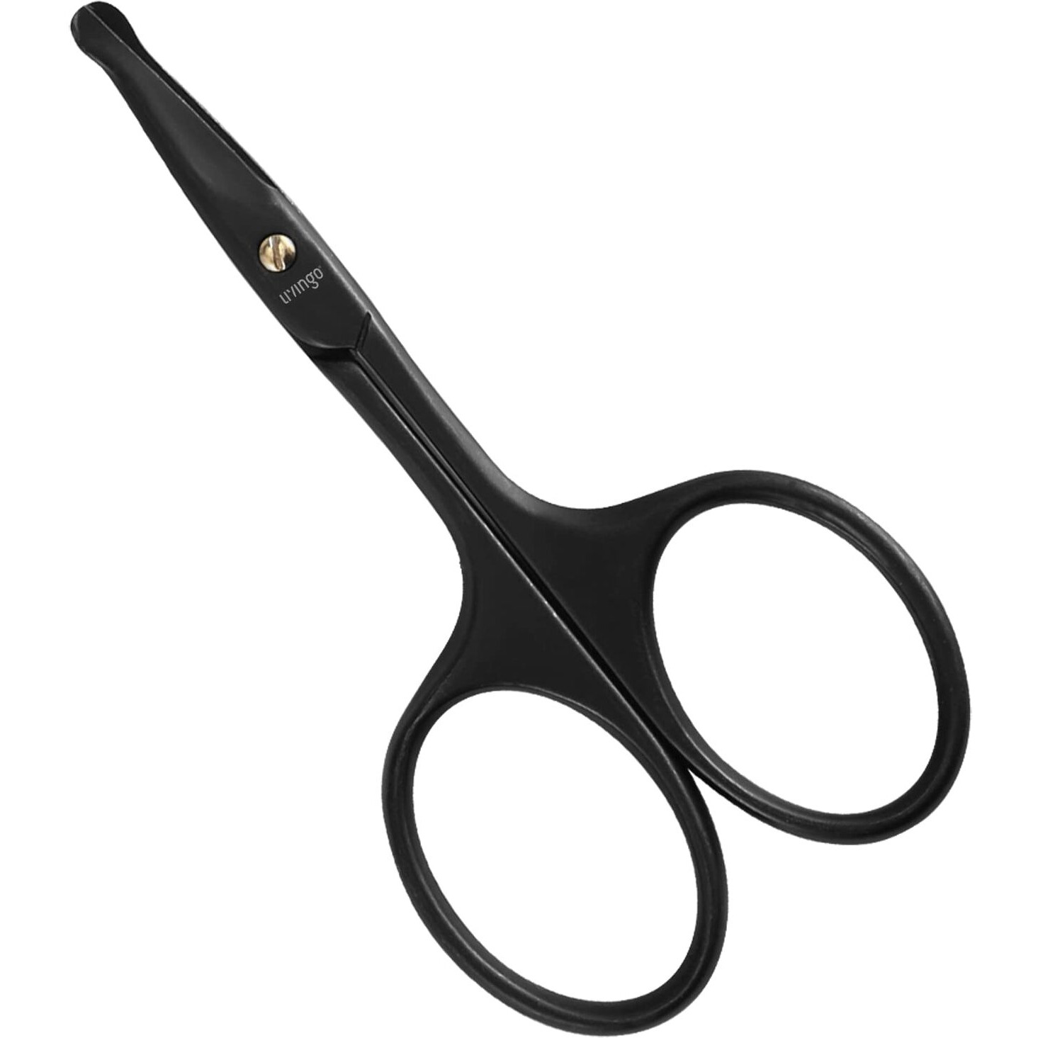 Livingo 3.75"" Premium Nose Hair Scissors, Curved Safety Blades With Rounded Tip For Trimming Small Details Facial Hair, Ear Hair, Eyebrow (Black)