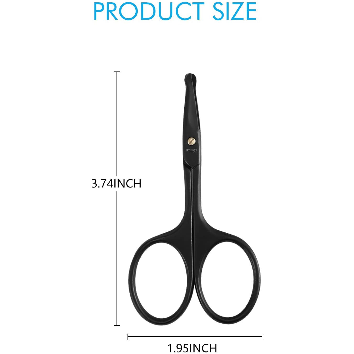 Livingo 3.75"" Premium Nose Hair Scissors, Curved Safety Blades With Rounded Tip For Trimming Small Details Facial Hair, Ear Hair, Eyebrow (Black)
