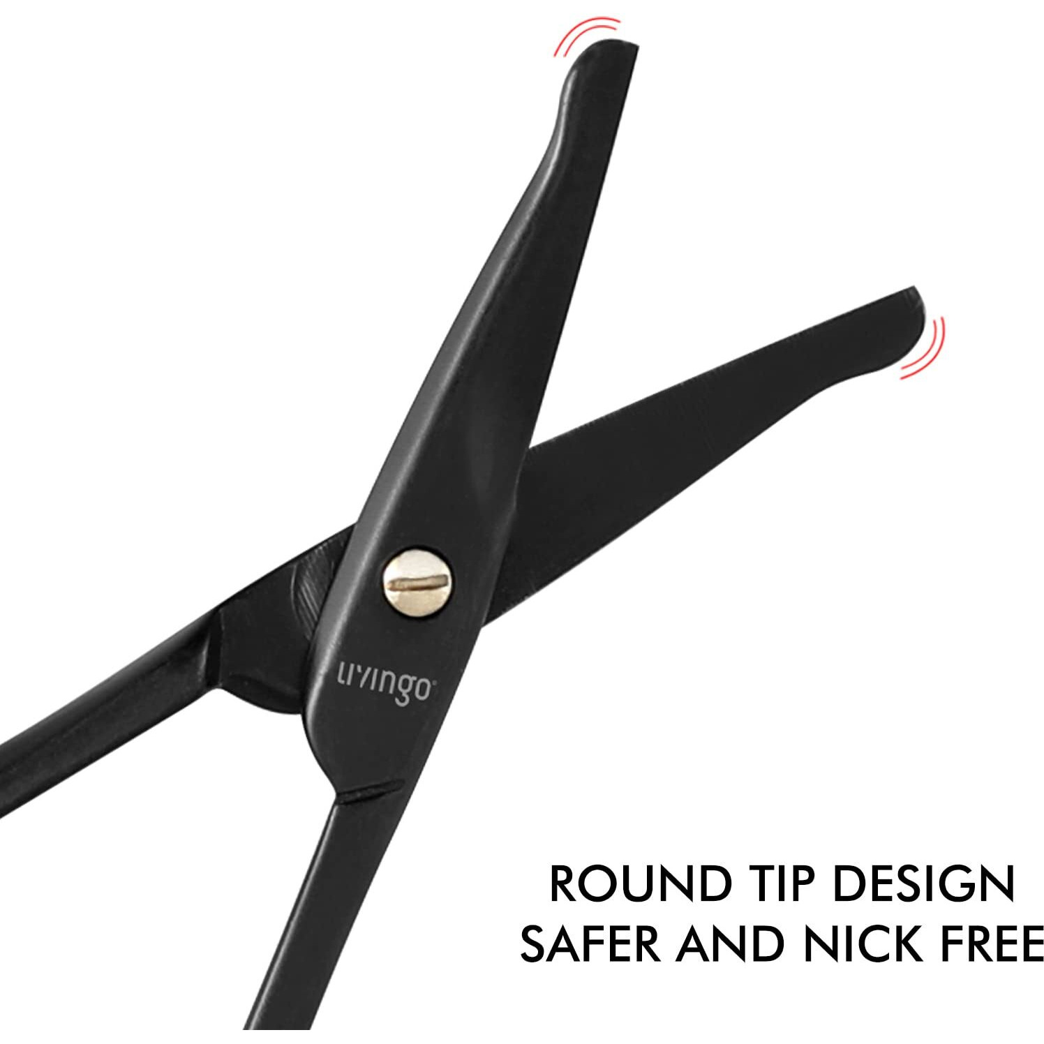 Livingo 3.75"" Premium Nose Hair Scissors, Curved Safety Blades With Rounded Tip For Trimming Small Details Facial Hair, Ear Hair, Eyebrow (Black)