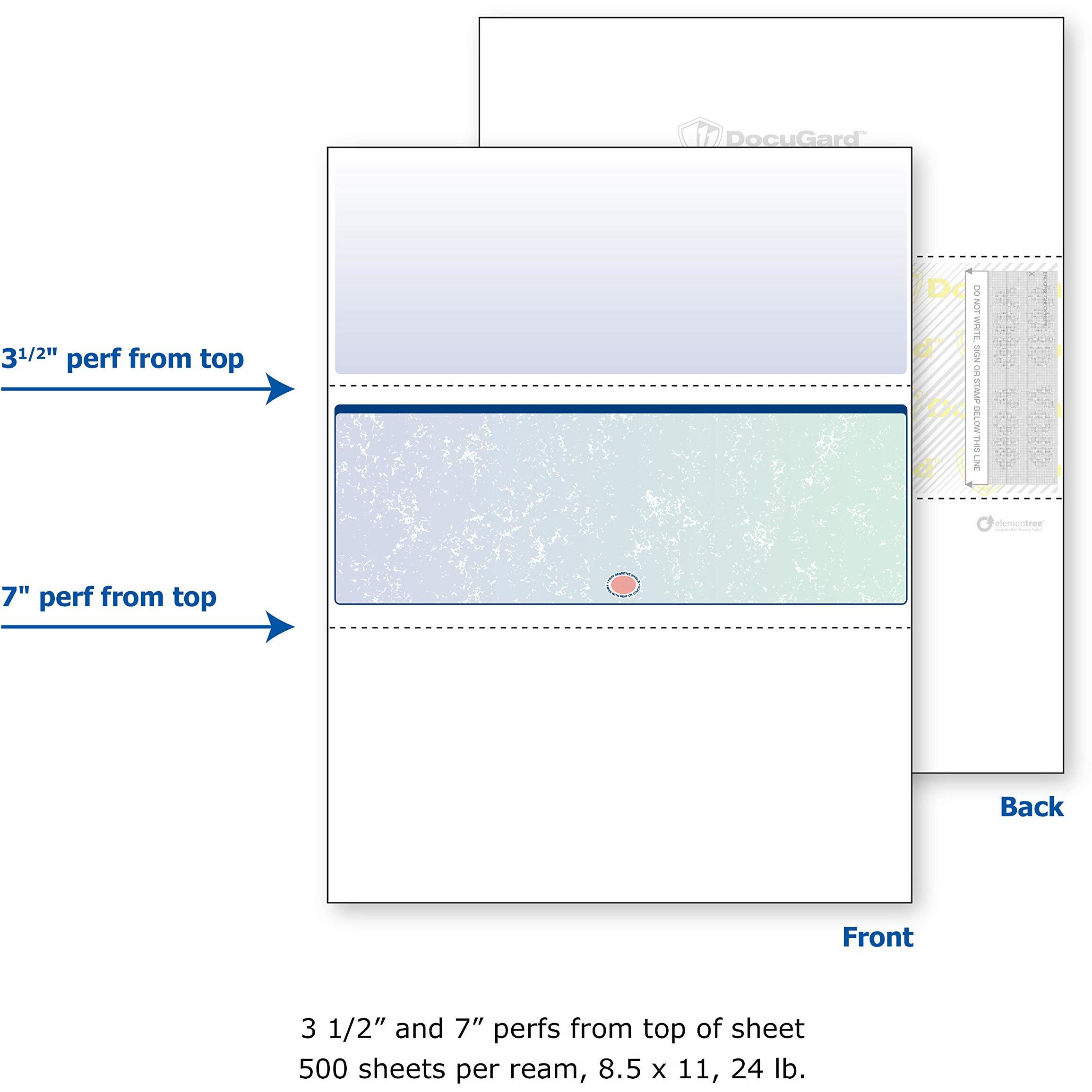 Docugard Blue/Green Prismatic Middle Check, 8.5 X 11 Inches, 24 Lb, 500 Sheets, 1 Check Per Sheet (04535)