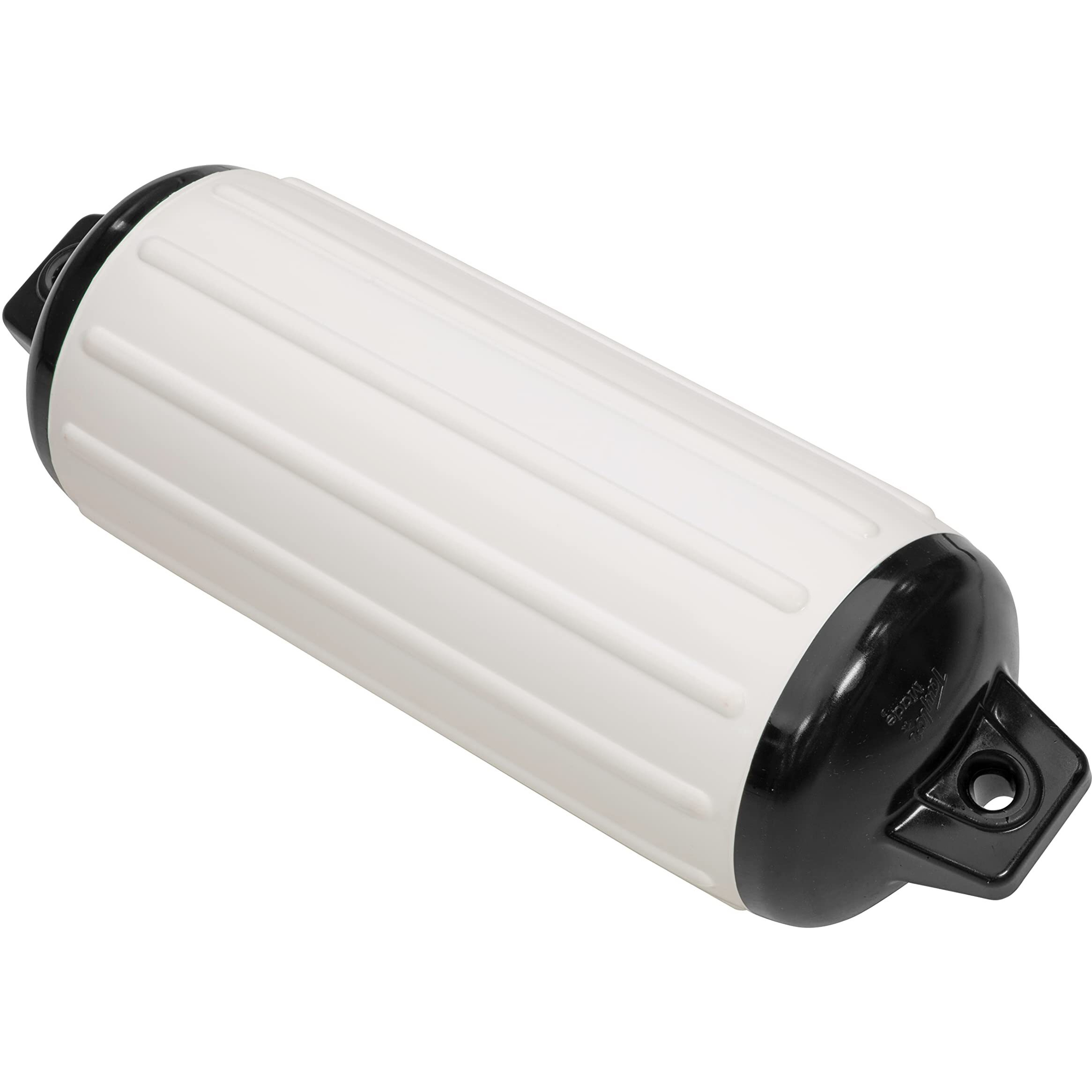 Taylor Made Super Gard Boat Fender, White (10.5"" X 30"") Double-Molded Ends, Ribbed Technology To Minimize Roll, Rubber Football Needle Inflation Valve, Marine-Grade Vinyl, 5/8"" Eyelets - 950128