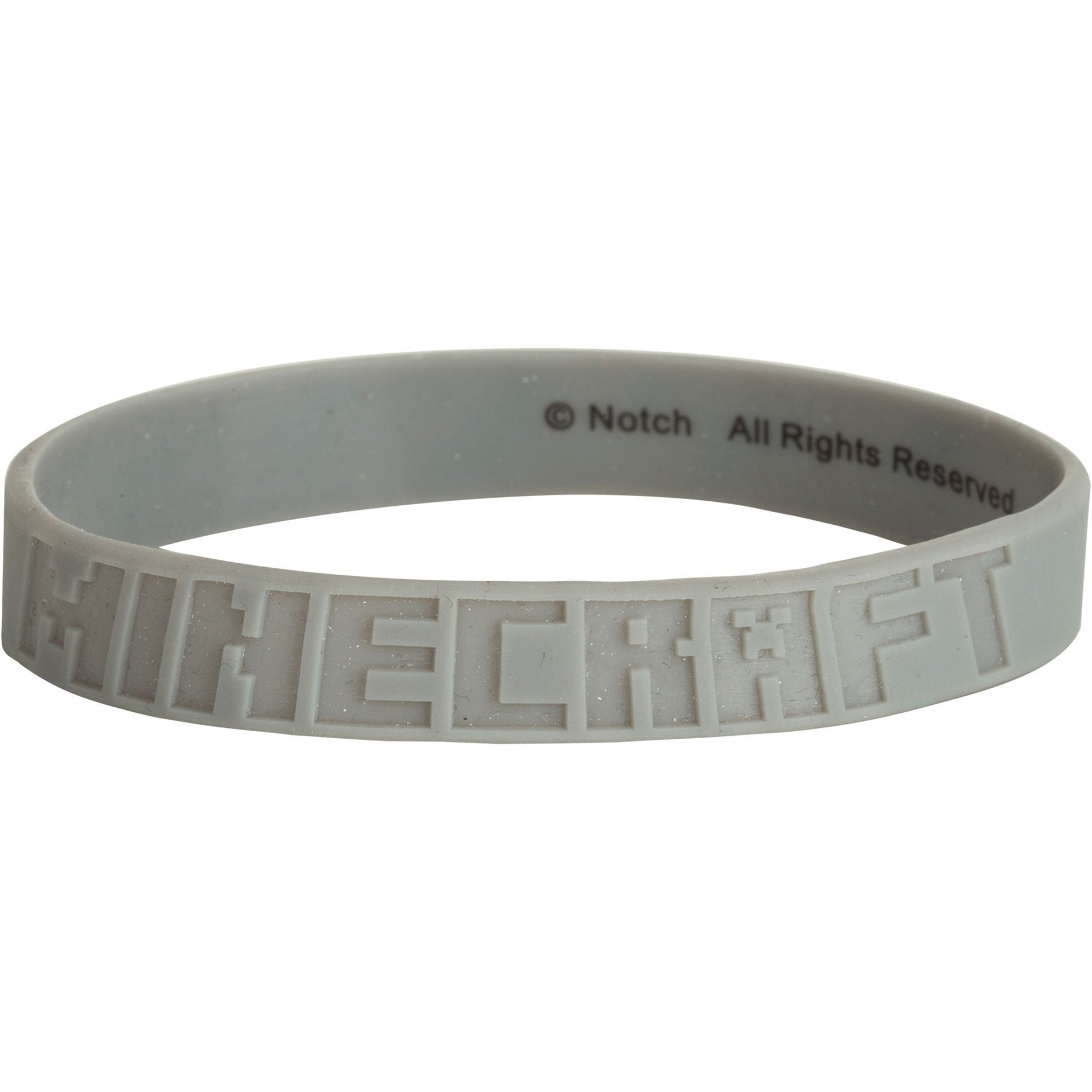 Jinx Minecraft Diamond Ore Rubber Bracelet, Gray, Large