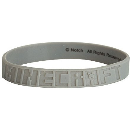 Jinx Minecraft Diamond Ore Rubber Bracelet, Gray, Large