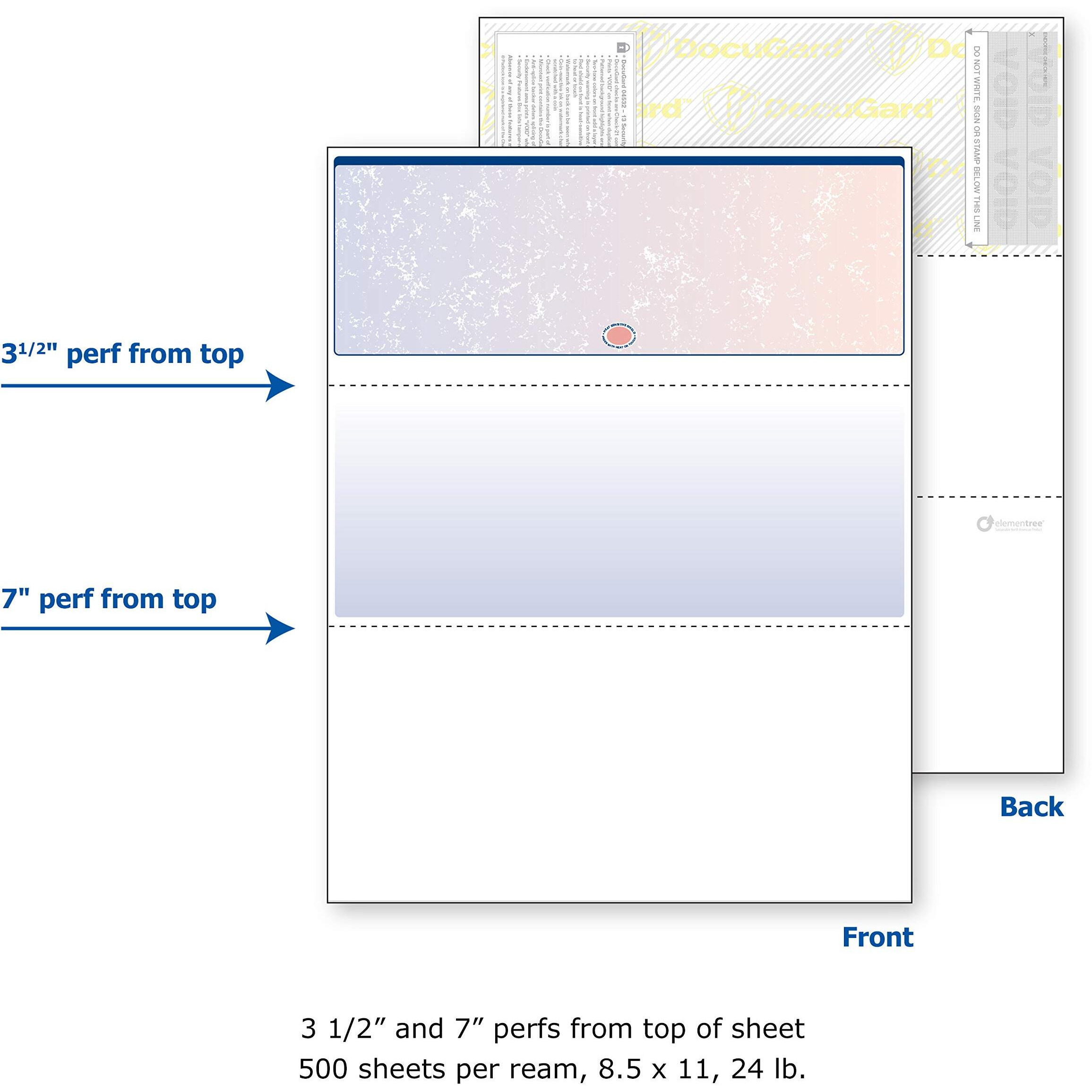 Docugard Blue/Red Prismatic Top Check, 8.5 X 11 Inches, 24 Lb, 500 Sheets, 1 Check Per Sheet (04532)