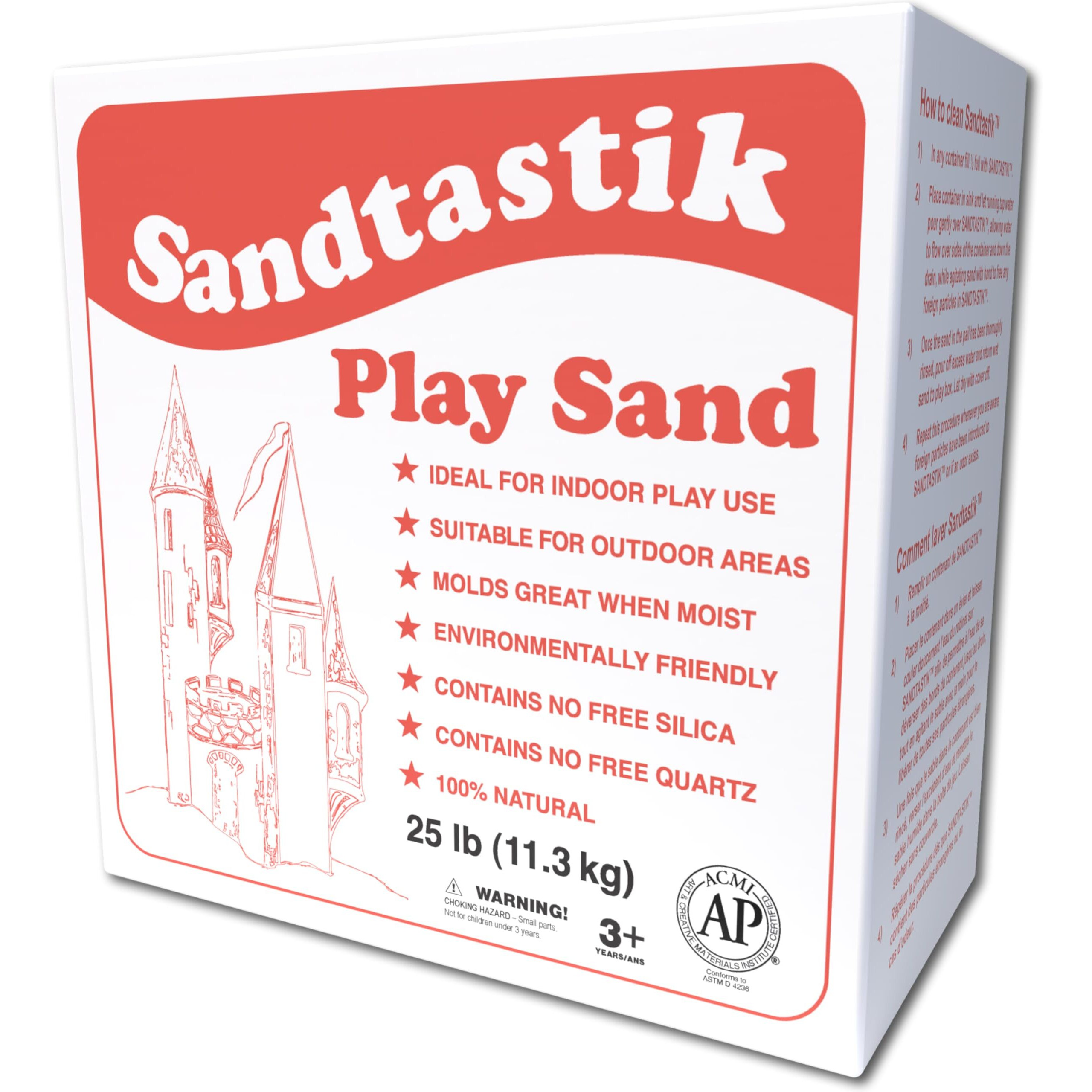 Sandtastik Sparkling White Play Sand, 25 Lb (11.3 Kg) - Fill Sandboxes, Sand Trays, Sensory Tables, Water Tables Scoop, Mold & Pour This Premium Non-Toxic Sand