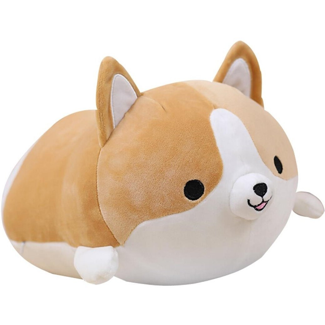 Levenkeness Corgi Dog Plush Pillow, Soft Cute Shiba Inu Akita Stuffed Animals Toy Gifts (Brown, 17.7 In)