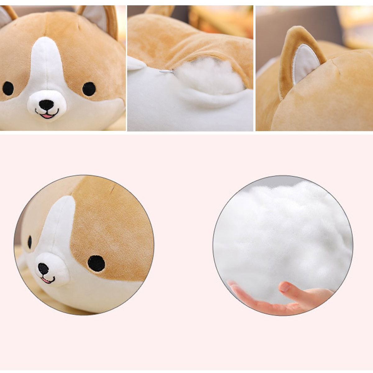 Levenkeness Corgi Dog Plush Pillow, Soft Cute Shiba Inu Akita Stuffed Animals Toy Gifts (Brown, 17.7 In)