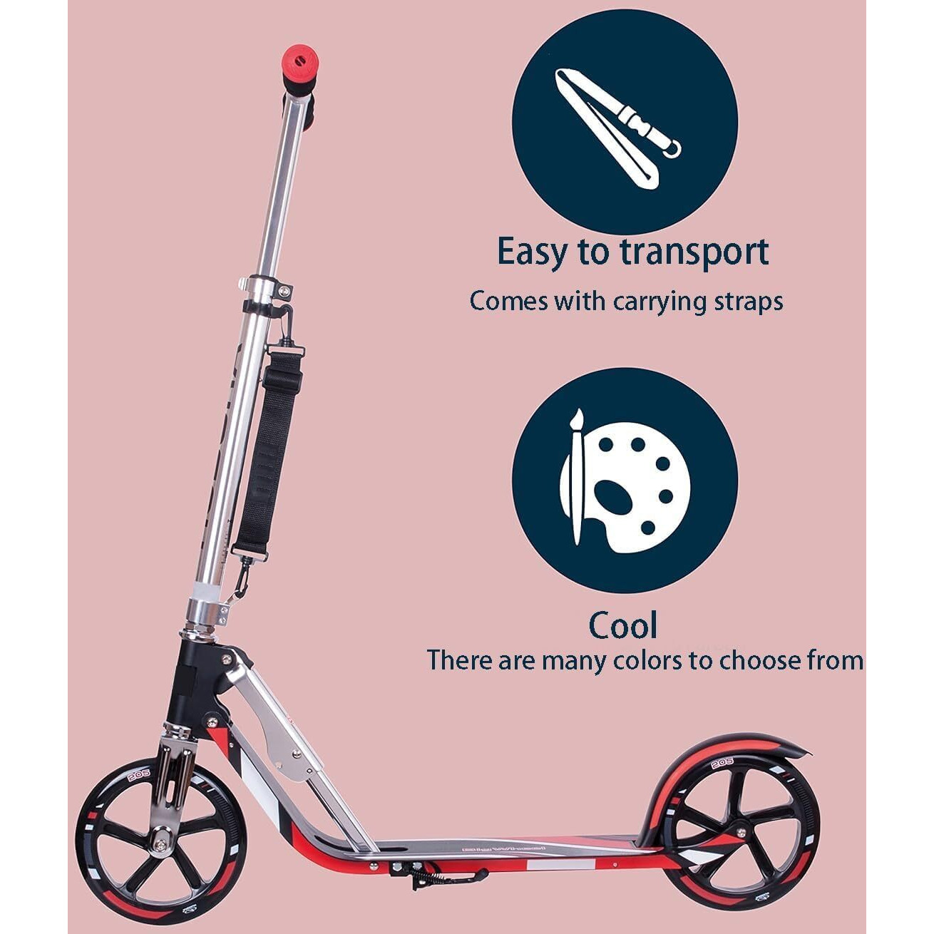 Hudora Scooter With Big Wheels, Lightweight Durable All-Aluminum Frame For Kids 8 Years And Up, Teens 12 Years And Up, Adult