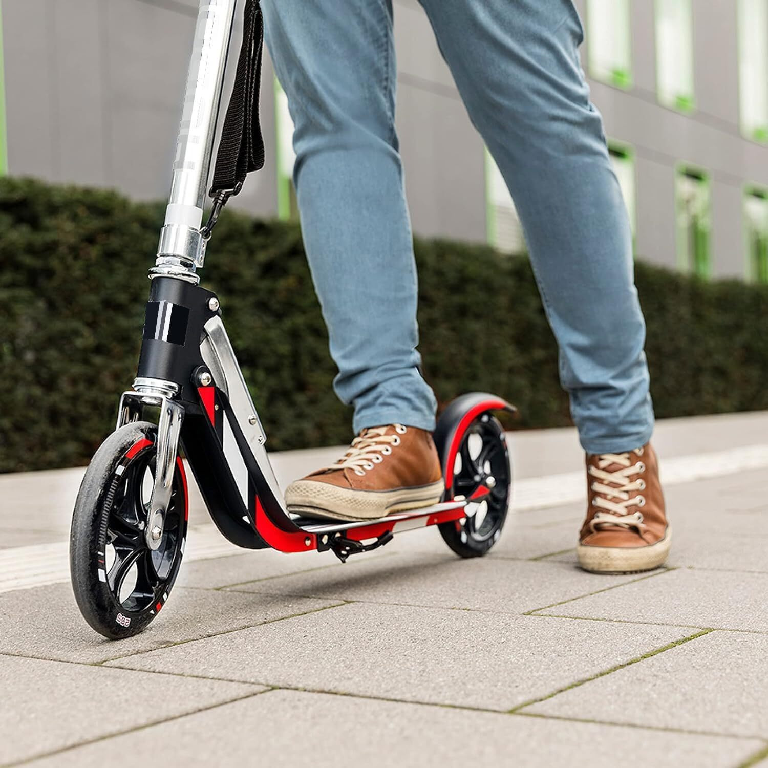 Hudora Scooter With Big Wheels, Lightweight Durable All-Aluminum Frame For Kids 8 Years And Up, Teens 12 Years And Up, Adult