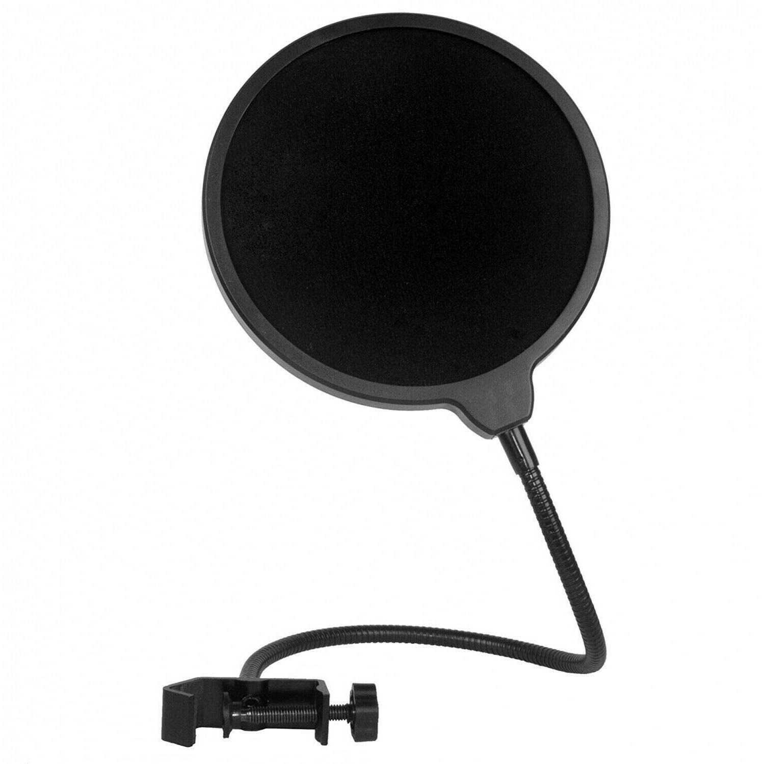 Dragonpad Usa 6"" Microphone Studio Pop Filter With Clamp (Black)