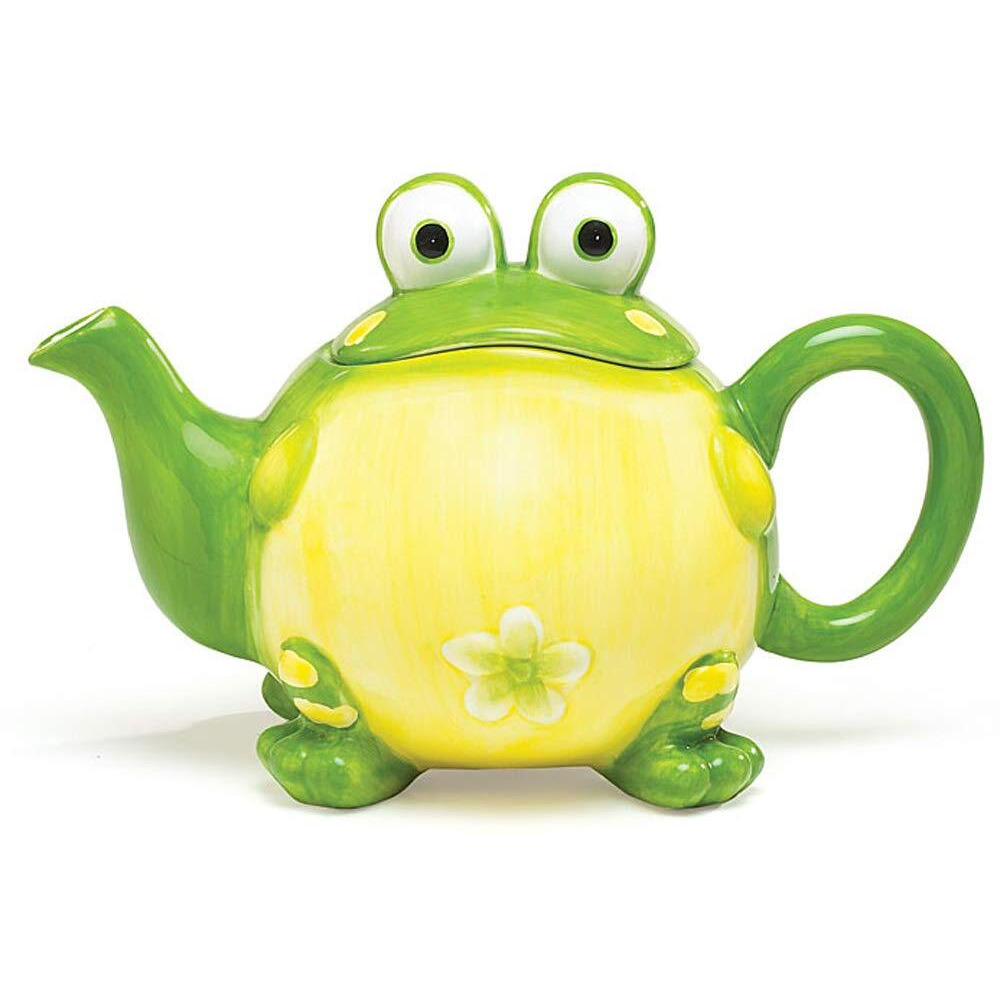 Adorable Toby The Toad/Frog Teapot For Kitchen Decor, Green, 32 Oz
