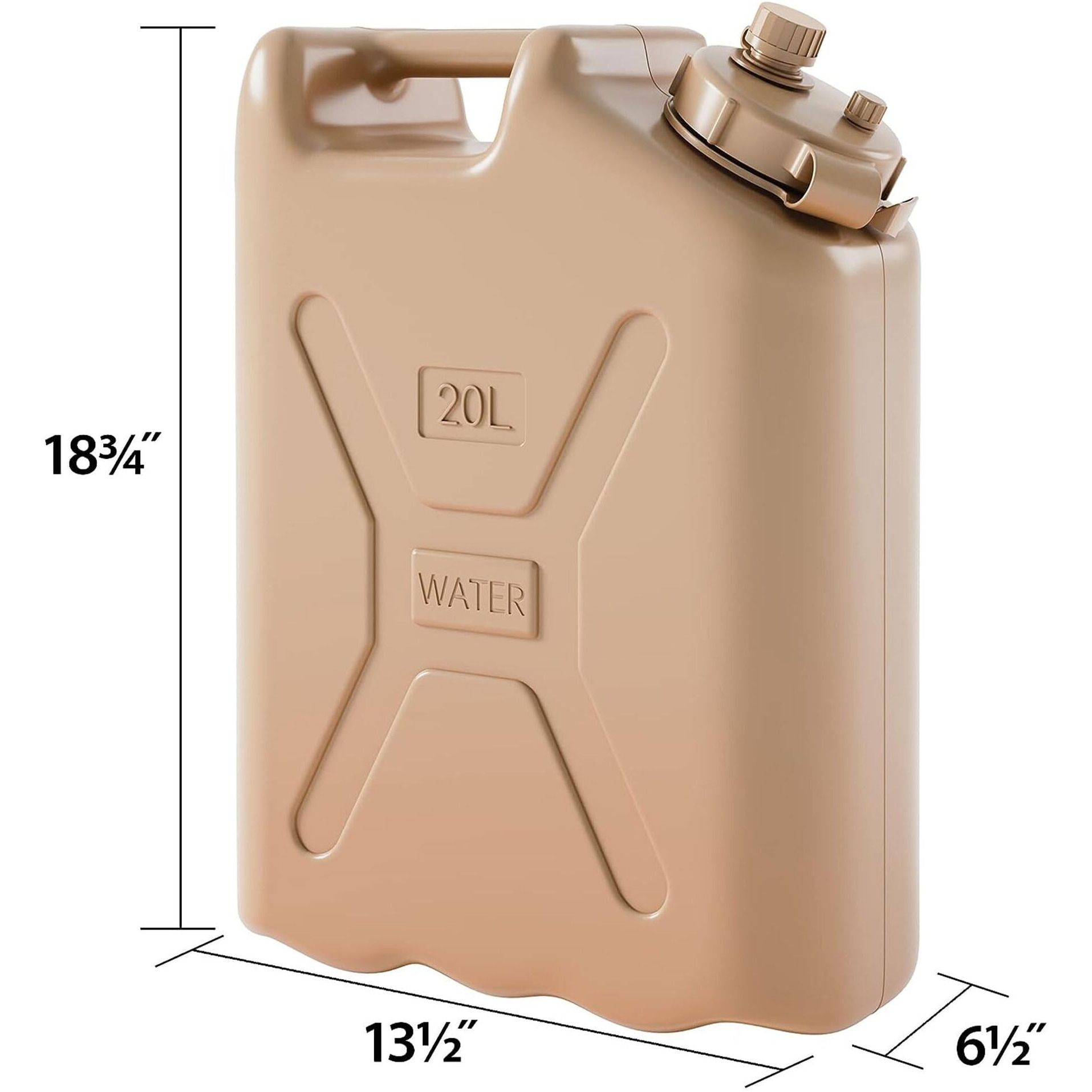 Scepter 5 Gallon Water Container, 20 Liter Portable Military Style Storage For Camping, Outdoors And Emergency, With Bpa-Free Plastic, Sand, 1 Pack