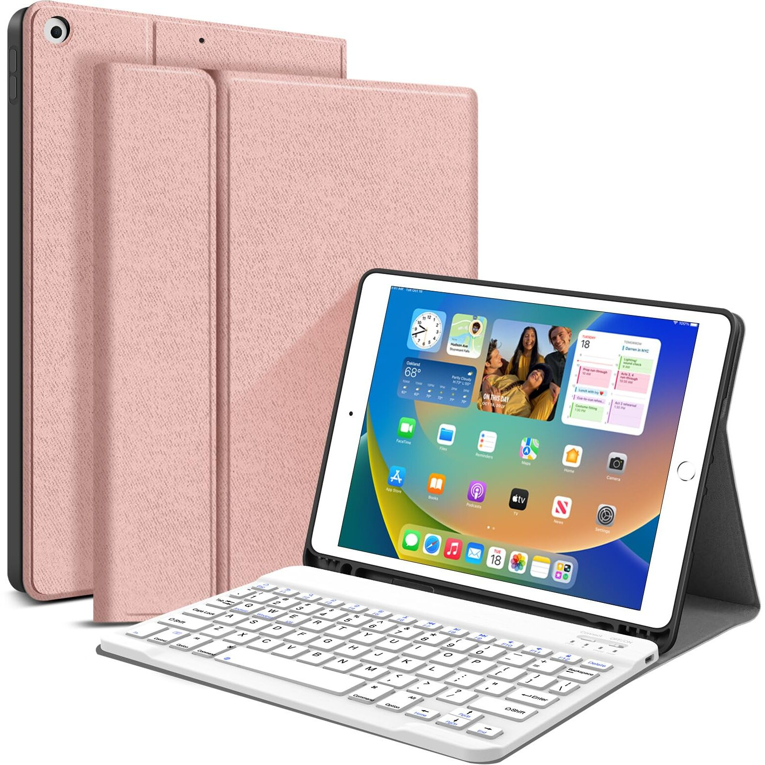 Juqitech Ipad 9Th 8Th 7Th Generation Case With Keyboard 10.2 Inch 2021/2020/2019 - Wireless Bluetooth Magnetic Keyboard Case Soft Tablet Protective Cover For Ipad 10.2"" With Apple Pencil Holder