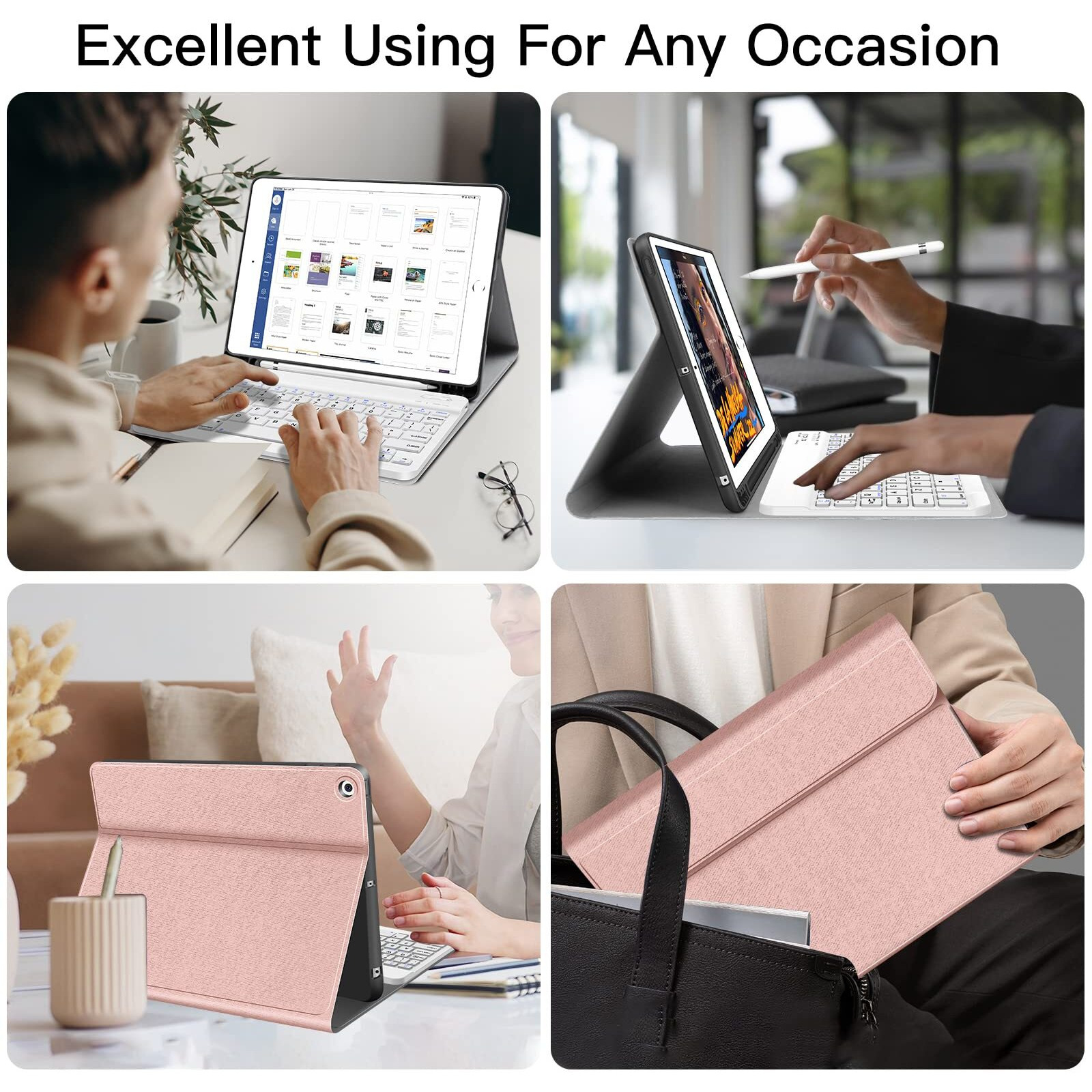 Juqitech Ipad 9Th 8Th 7Th Generation Case With Keyboard 10.2 Inch 2021/2020/2019 - Wireless Bluetooth Magnetic Keyboard Case Soft Tablet Protective Cover For Ipad 10.2"" With Apple Pencil Holder
