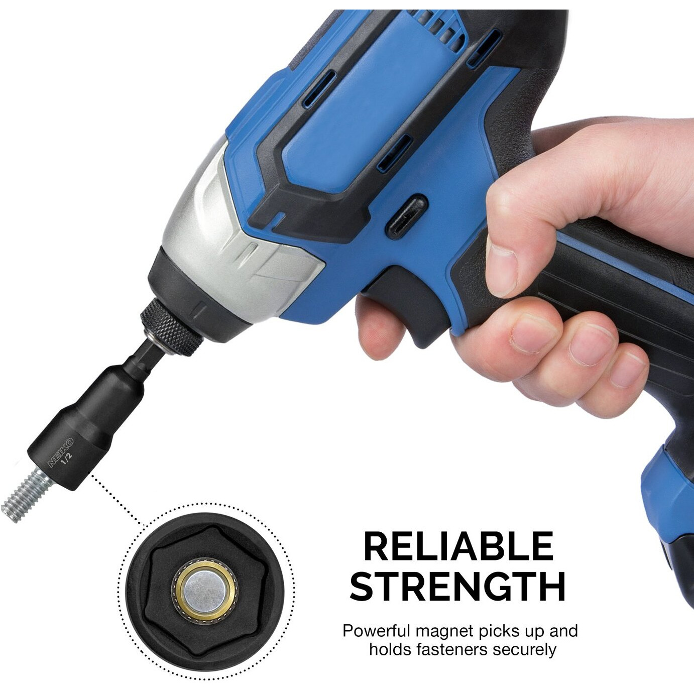 Neiko 10190A Magnetic Nut Driver Set, 6 Piece Impact Nut Driver Set, Sae, 1/4    To 9/16   , 2-9/16    Long Nut Driver Bit Set For Impact Drill, Cr-V