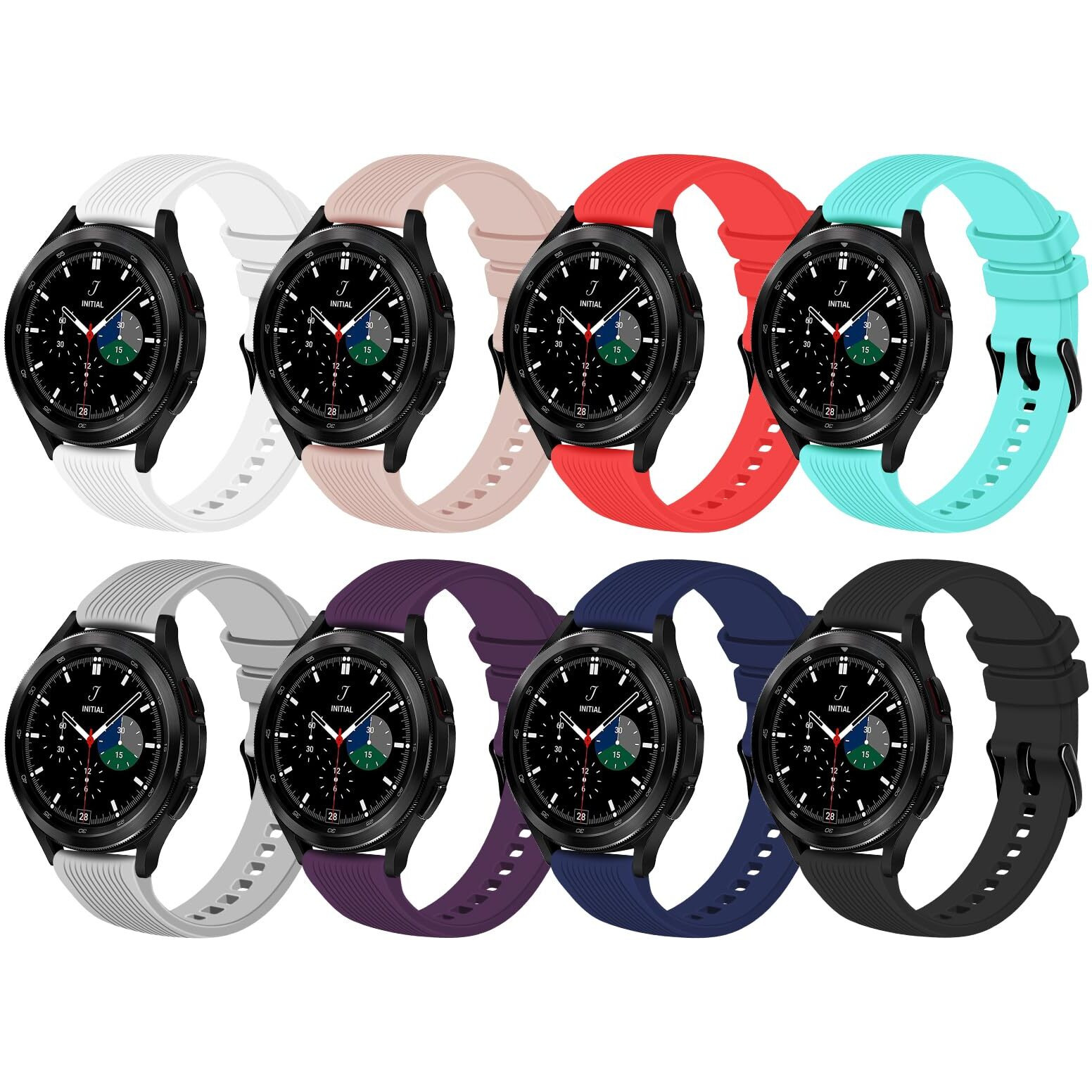 Gincoband 8Pcs Sport Bands Replacement For Samsung Galaxy Watch 42Mm,46Mm,No Tracker (8-Colors For Galaxy Watch(42Mm), Buckle Design)